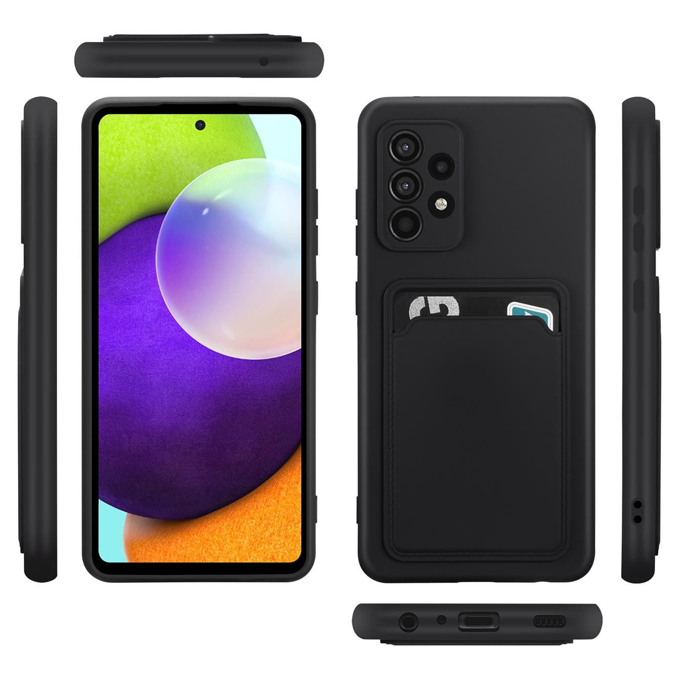 CoolGadget Handyhülle Schwarz als 2in1 Schutz Cover Set für Samsung Galaxy A52 A52s 4G/5G 6,5 Zoll, 2x Glas Display Schutz Folie + 1x Case Hülle für Galaxy A52 A52s 4G/5G