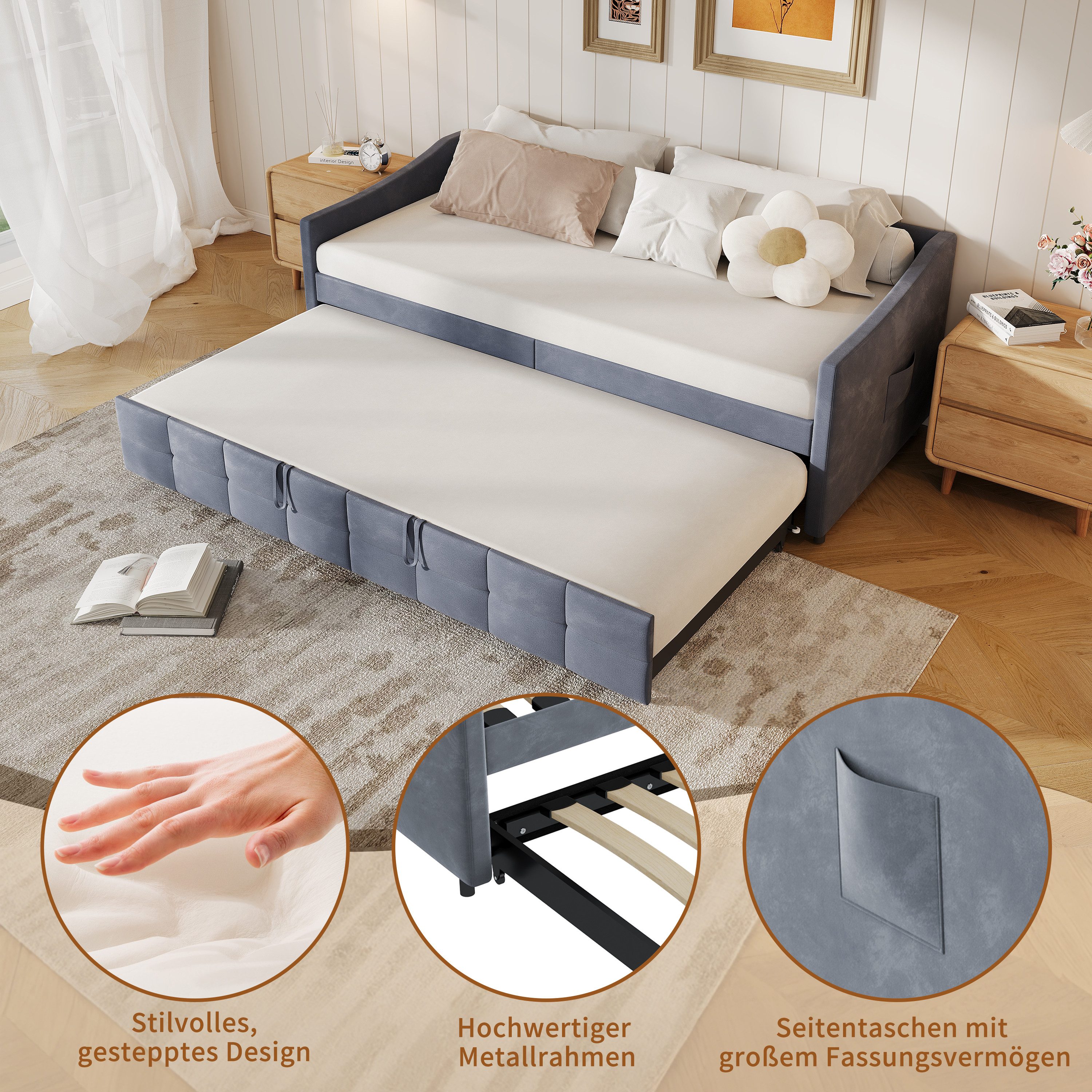 FUROKOY Schlafsofa Daybett Tagesbett Polsterbett Ausziehbares mit Bettfunkt günstig online kaufen