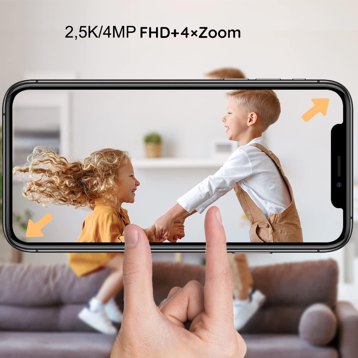 TWUFY Babyphone Babyphone mit Kamera 2.5K & 5.5-Zoll-HD-Großbildschirm Nachtsicht, unterstützt 2,4 GHz und 5 GHz, 1-tlg., 360° WLAN Video Babyfon mit App, Musik – Bild 5 von 5