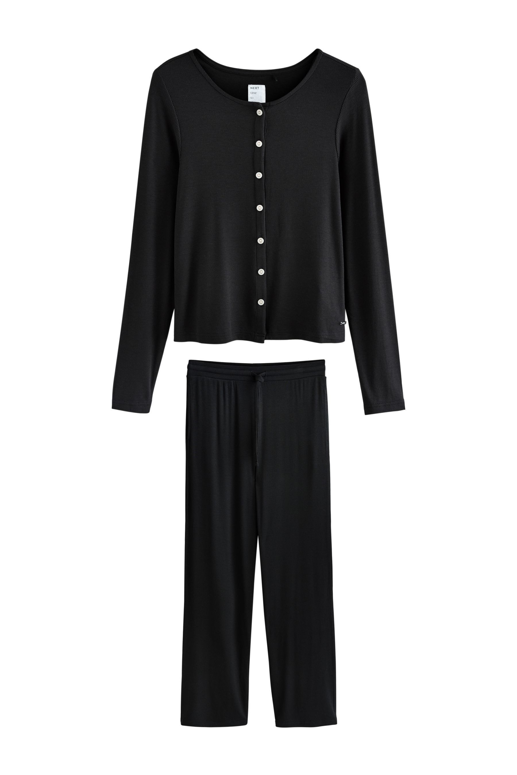 Next Pyjama Gerippter Langarm-Pyjama (2 tlg) günstig online kaufen