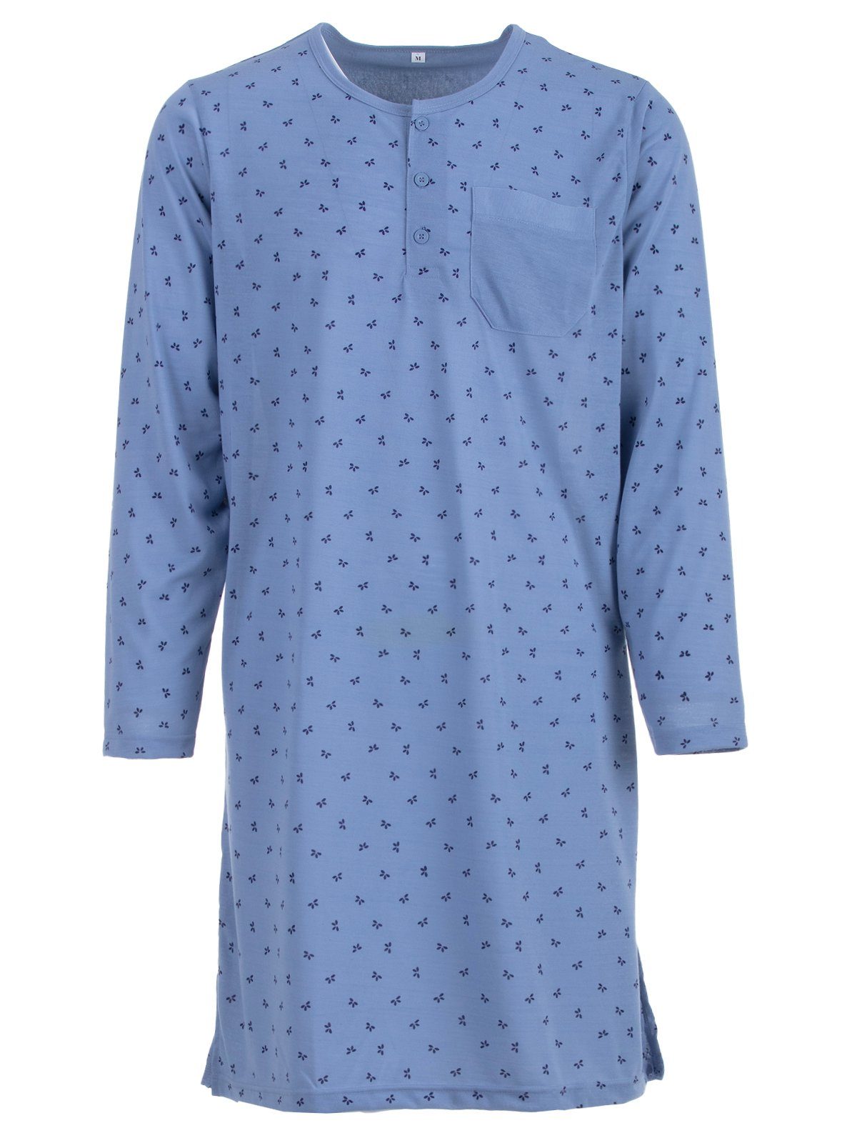 - Grafik Brusttasche Lucky Uni Langarm graublau Nachthemd Nachthemd