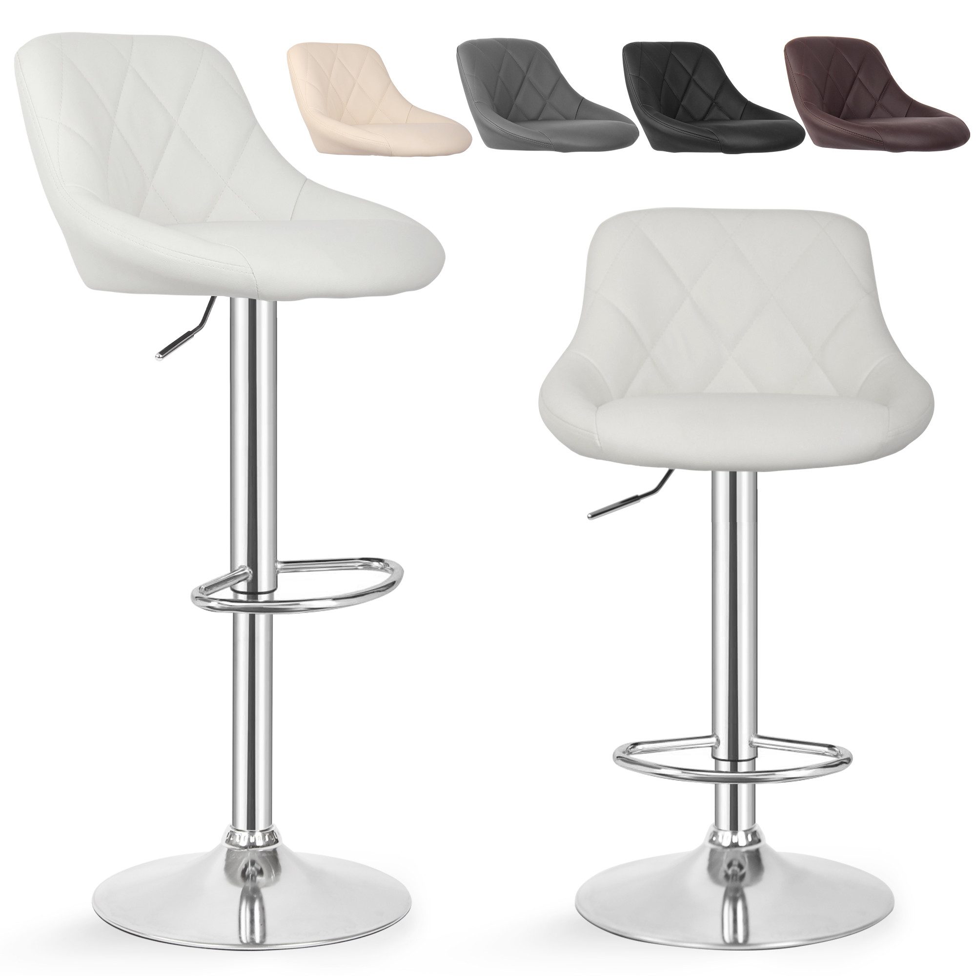 Barhocker Barstuhl 2er Set mit Fußstütze Höhenverstellbar Kunstleder