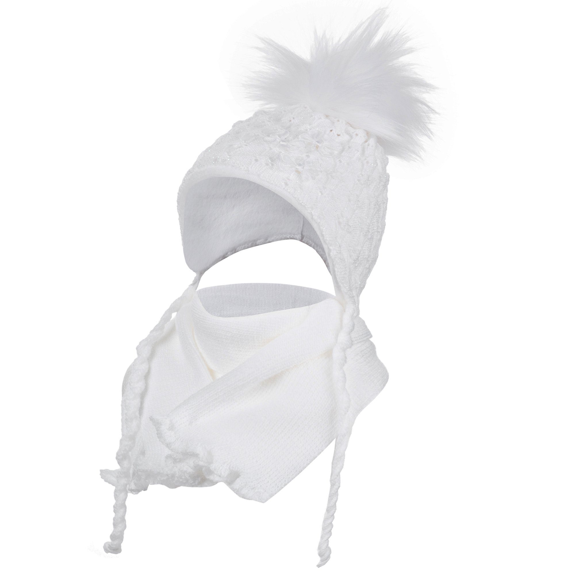 Smarilla Mütze & Schal Strickmütze Bindemütze Wintermütze Babymütze Strickschal Bindebänder