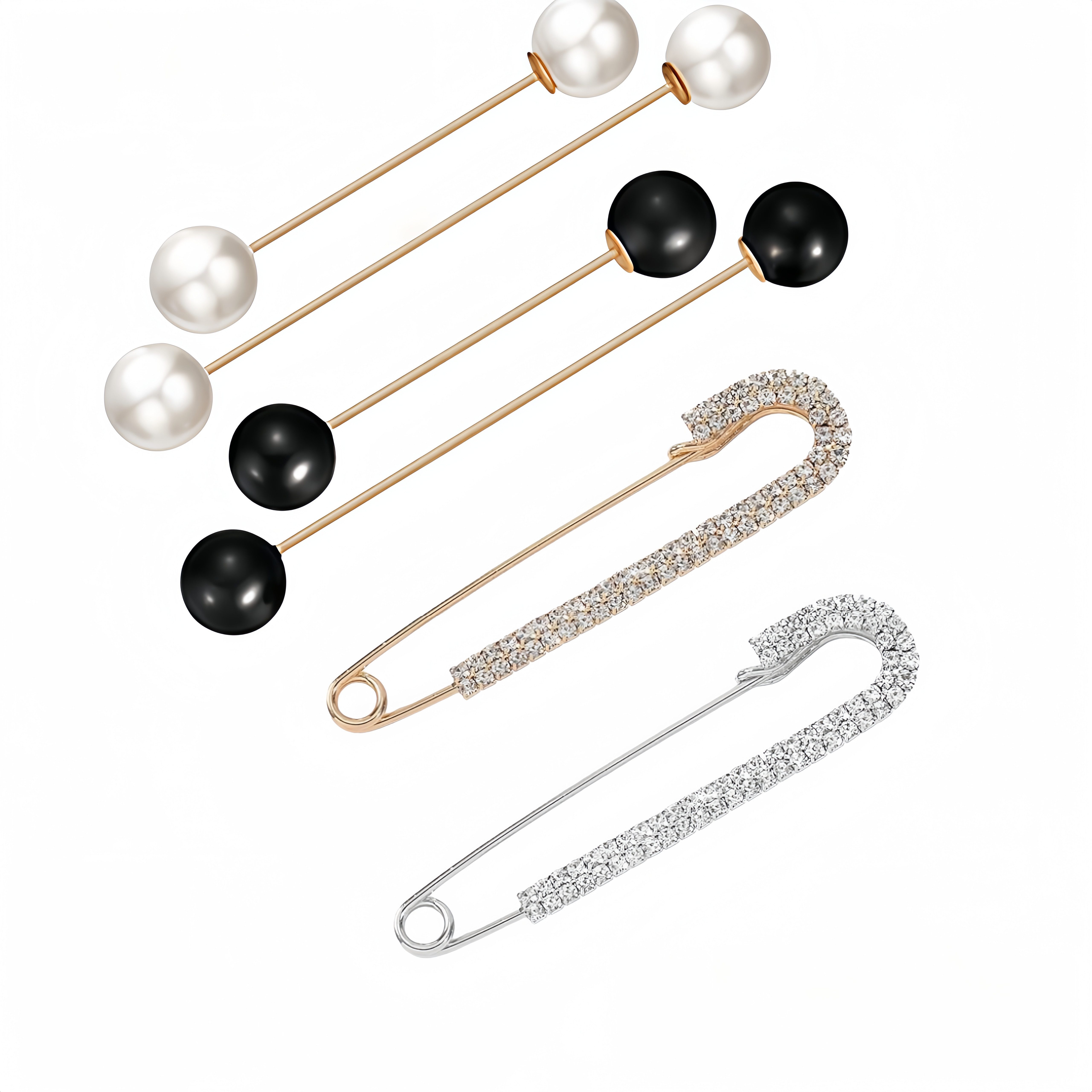 FOUORTUNATE-BEE Anstecknadel Set 6-teiliges Set Perlen- und Strassbroschen für Kleidung (6-tlg), Vielseitige Broschen zur Dekoration von Pullovern und Accessoires