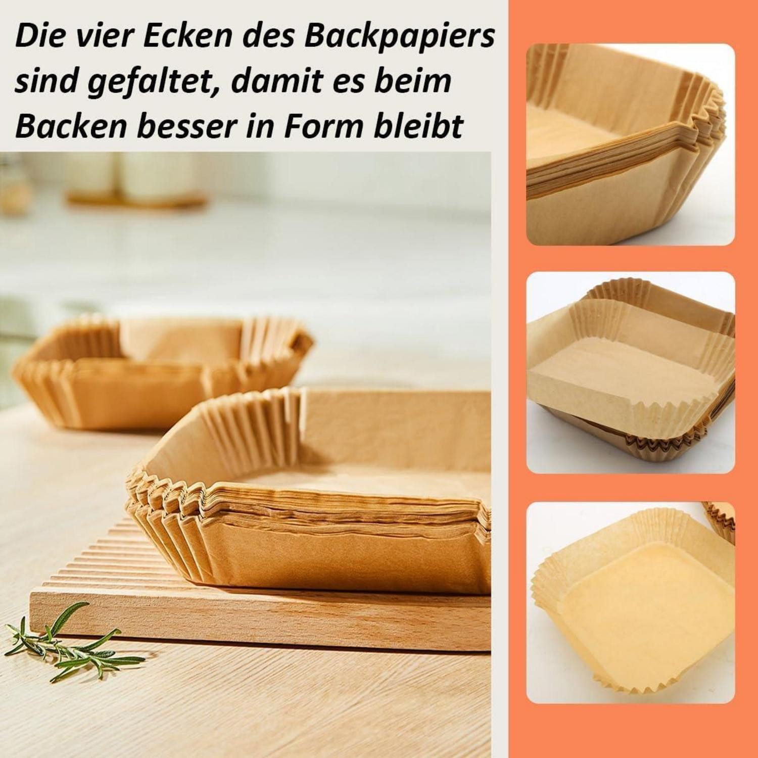 LuxusKollektion Backpapier Airfryer Backpapier 120 Stück 21 x 17 cm antihaft 5 cm Ränder