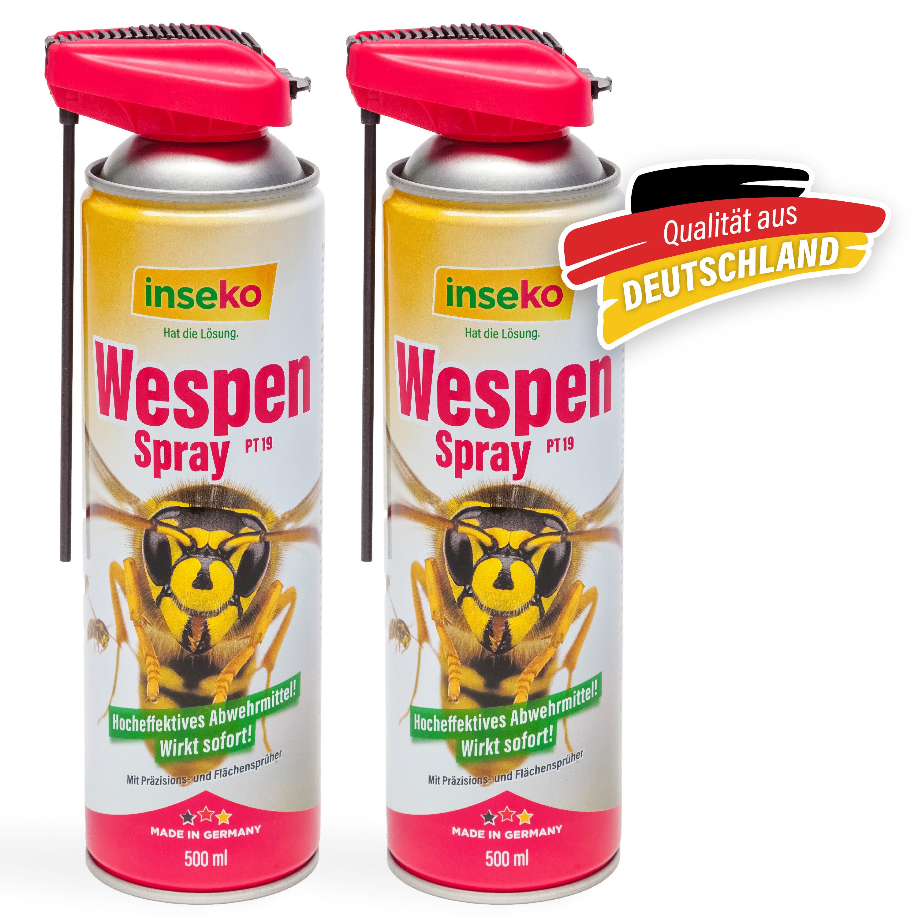 Inseko Wespenspray 2x inseko Wespenspray 500 ml - effektive Sofortwirkung (PT19), 2-St., gegen Wespen & Wespennester