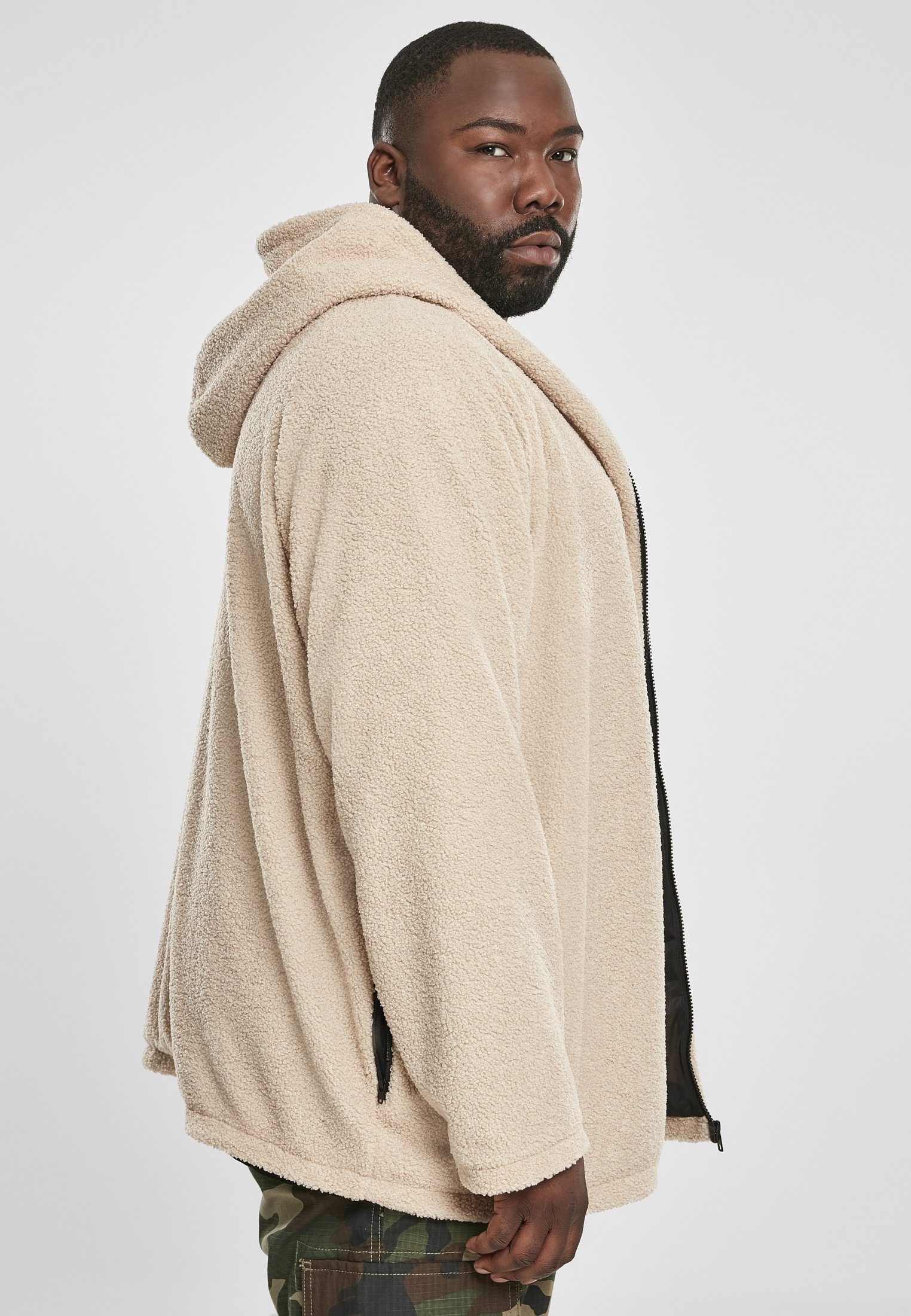 URBAN CLASSICS Kapuzenpullover Urban Classics Herren Hooded Sherpa Zip Jacket (1-tlg)