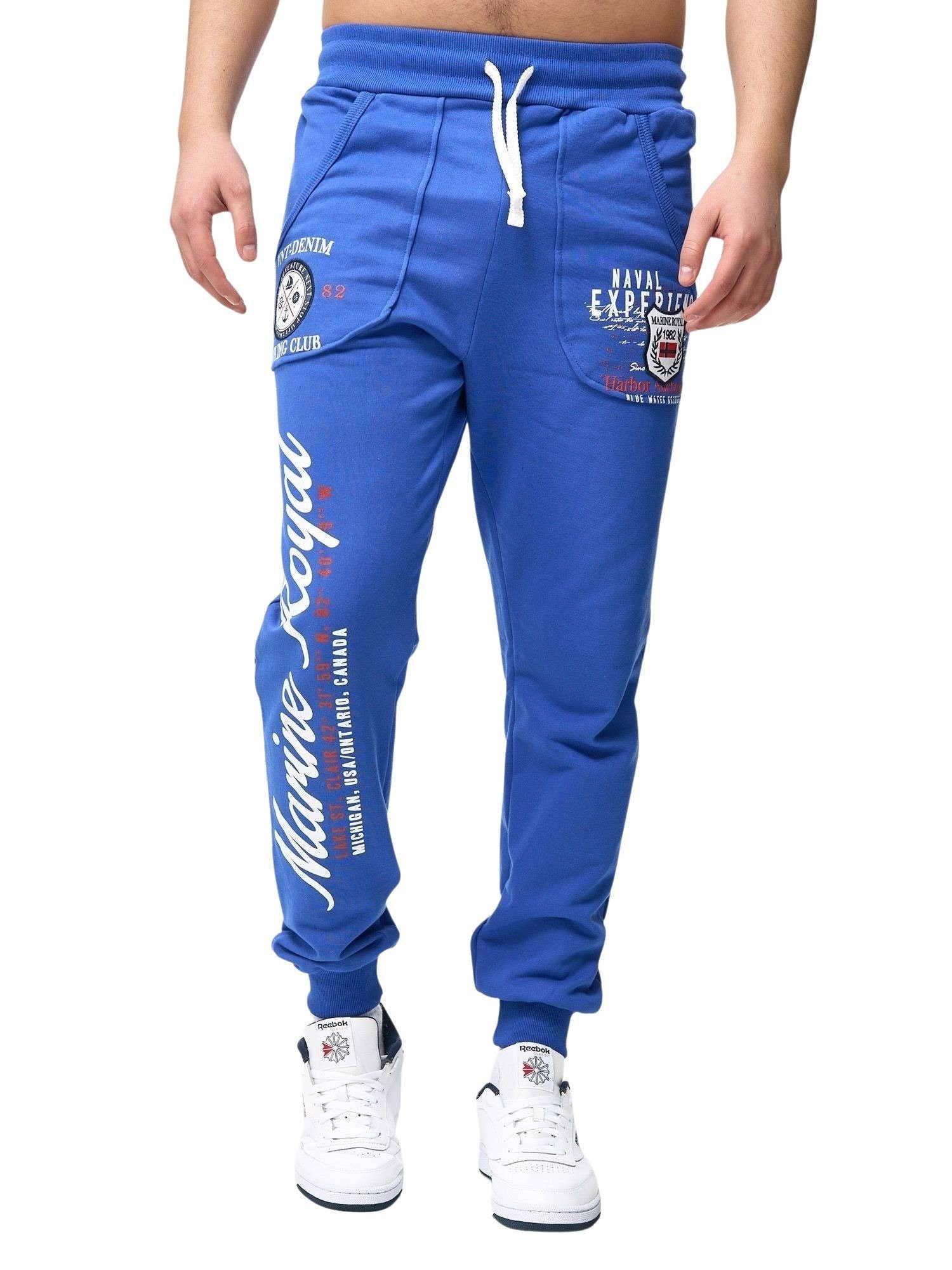 John Kayna Jogginghose Herren Jogginghose Sport hose Männer Trainingshose Sweatpants JG-3628C (Sporthose Trainingshose Sweatpants, 1-tlg) Fitness Freizeit Casual Blau