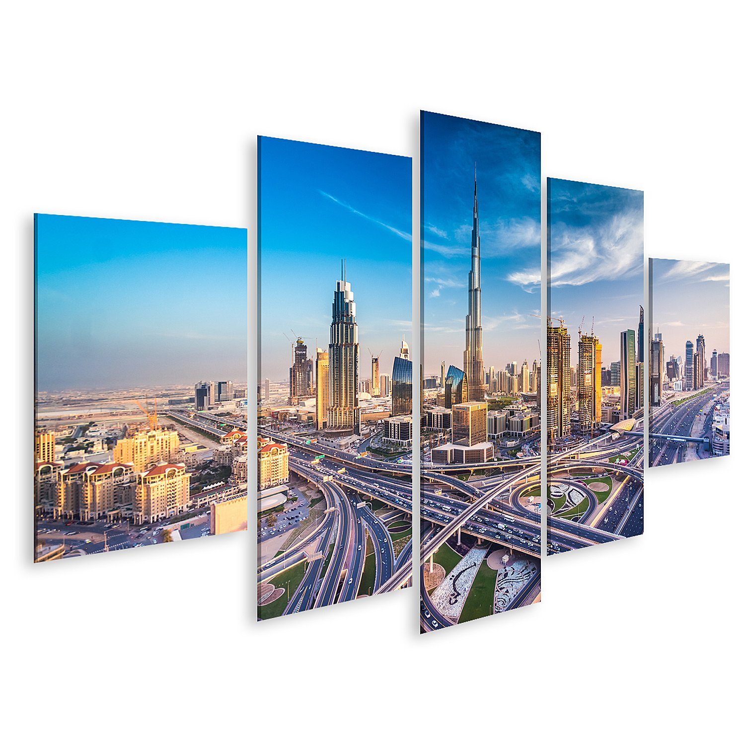 Leinwandbild Bild auf Leinwand Dubai Skyline mit schönen Stadt in der Nähe von sein