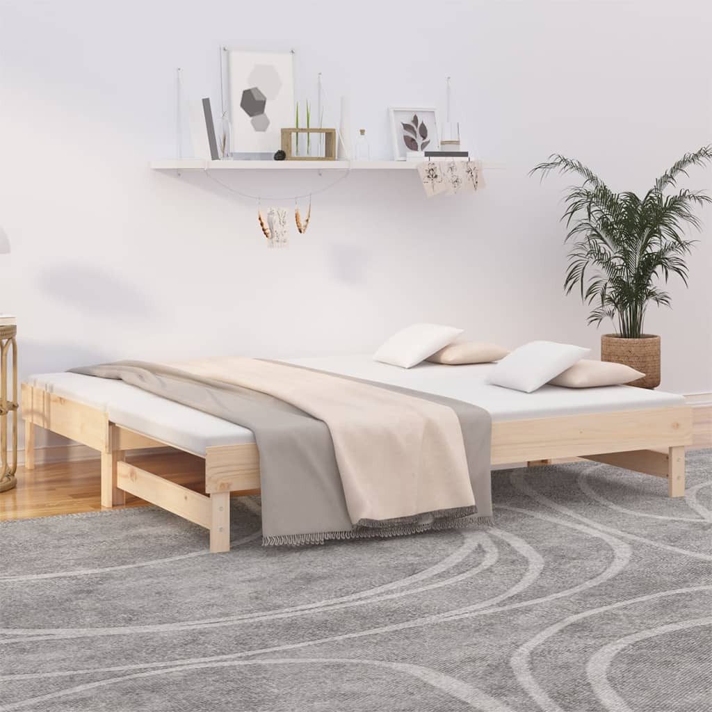 vidaXL Bett, Tagesbett Ausziehbar 2x(75x190) cm Massivholz Kiefer günstig online kaufen