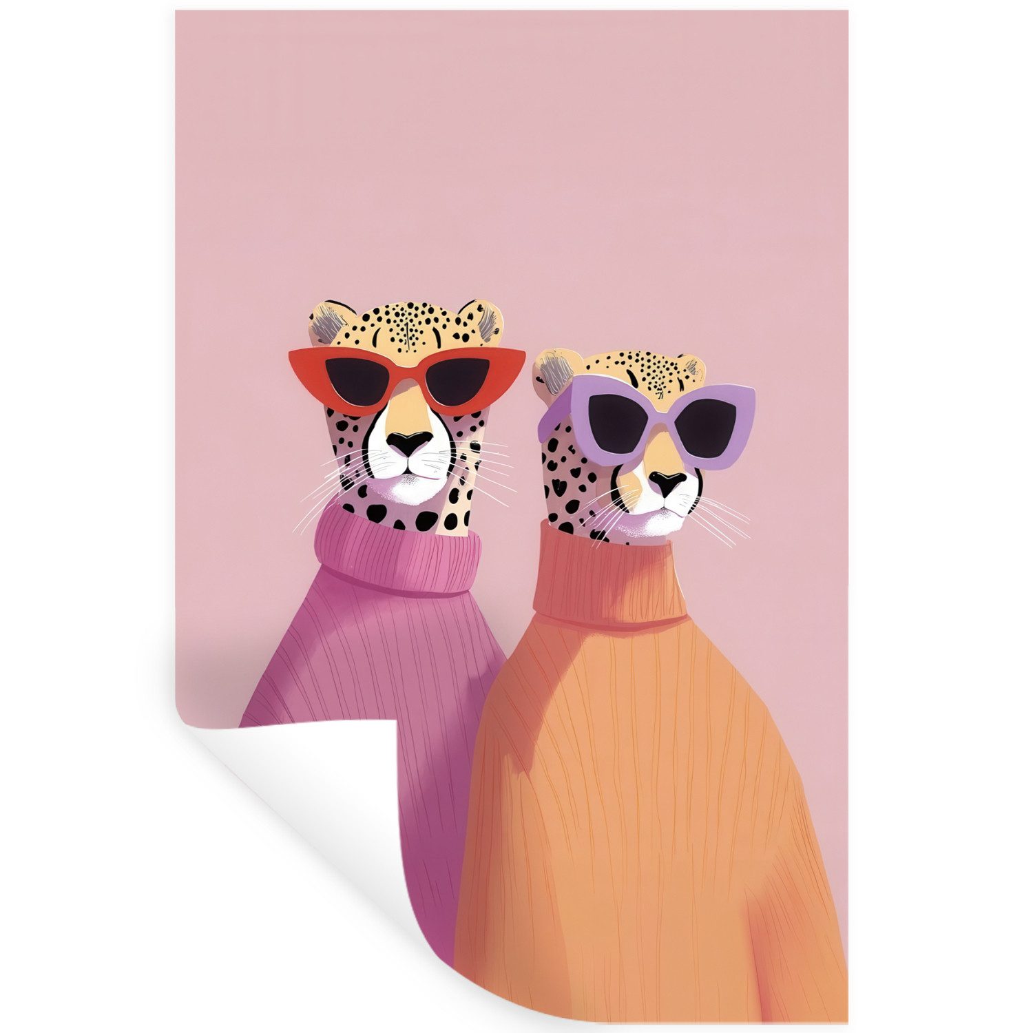 MuchoWow Wandsticker Jagd auf Leoparden - Sonnenbrillen - Pullover (1 St), Wanddeko, Aufkleber, Wandtattoo, 80x120 cm