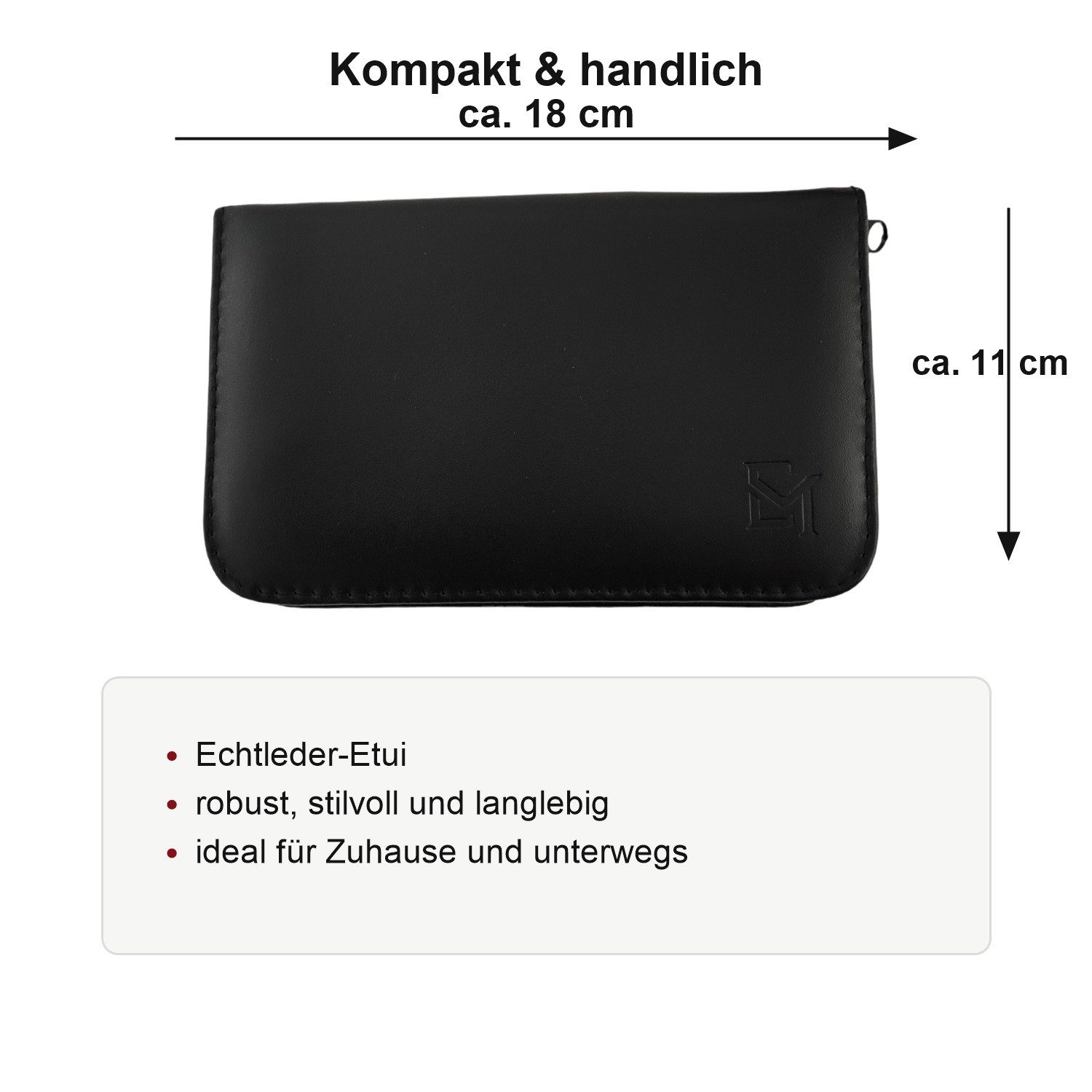 EloModa Maniküre-Kosmetik-Etui 12teiliges Solingen* Maniküre Set mit Leder-Etui Nagelpflege, Made in, 12 tlg., Made in Germany, Solinger Qualität, Echtleder-Etui, Gehärteter Stahl
