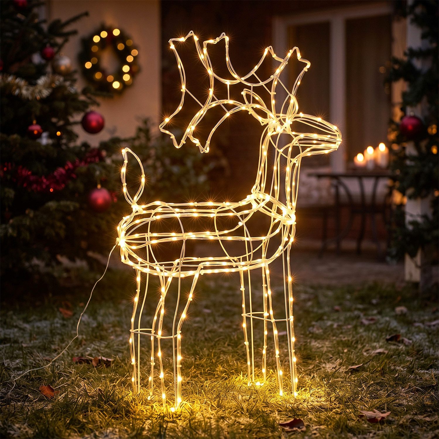 Salcar LED-Lichterkette LED Gartenleuchte 60/90cm Rentier Weihnachtsdeko Außen Beleuchtet, LED Dekolicht, 8 Modi, Spritzwassergeschützt, Warmweiß