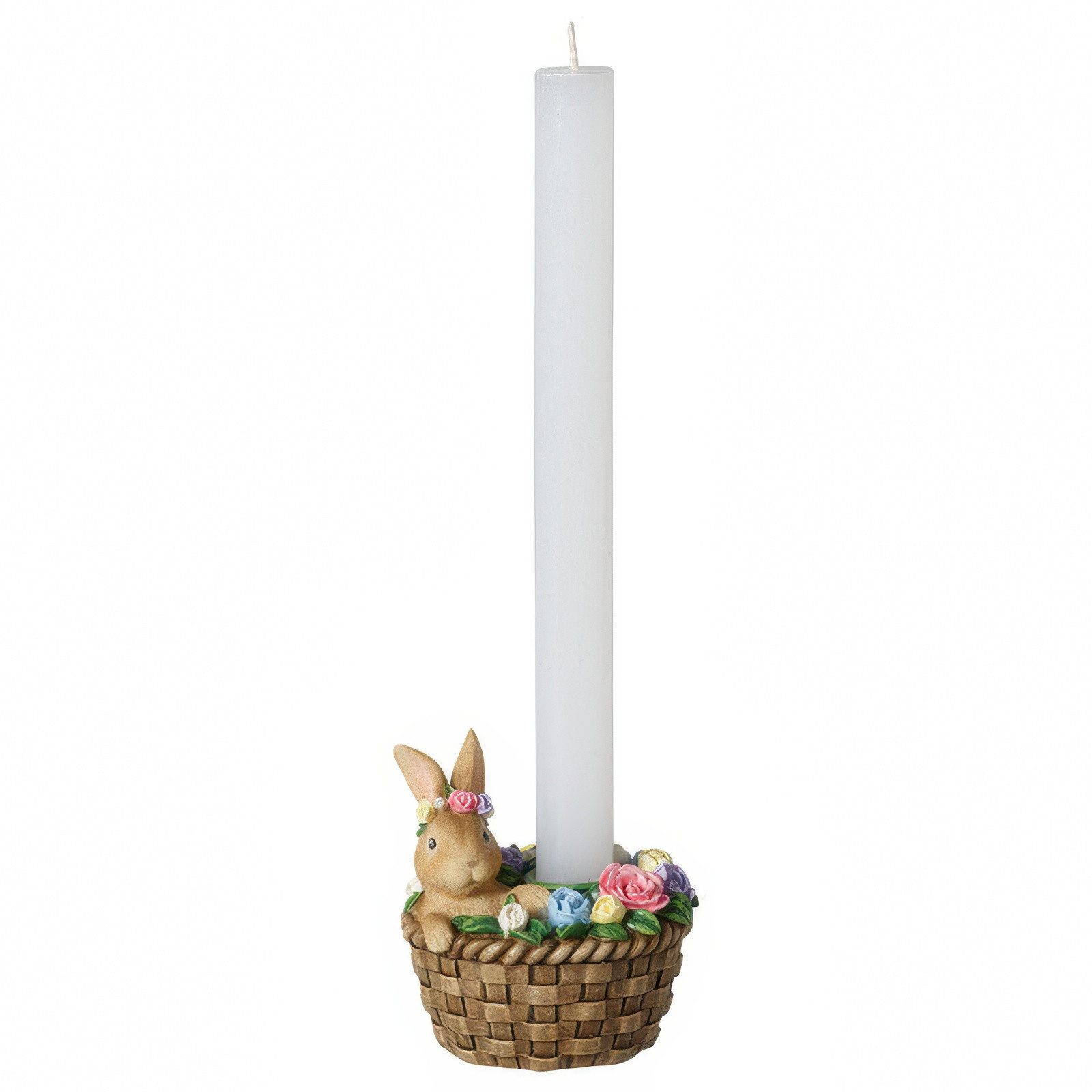 Villeroy & Boch Standkerzenhalter Spring Fantasy, Höhe: 9.2cm, Farbe: Mehrfarbig, Motiv: Hase im Korb