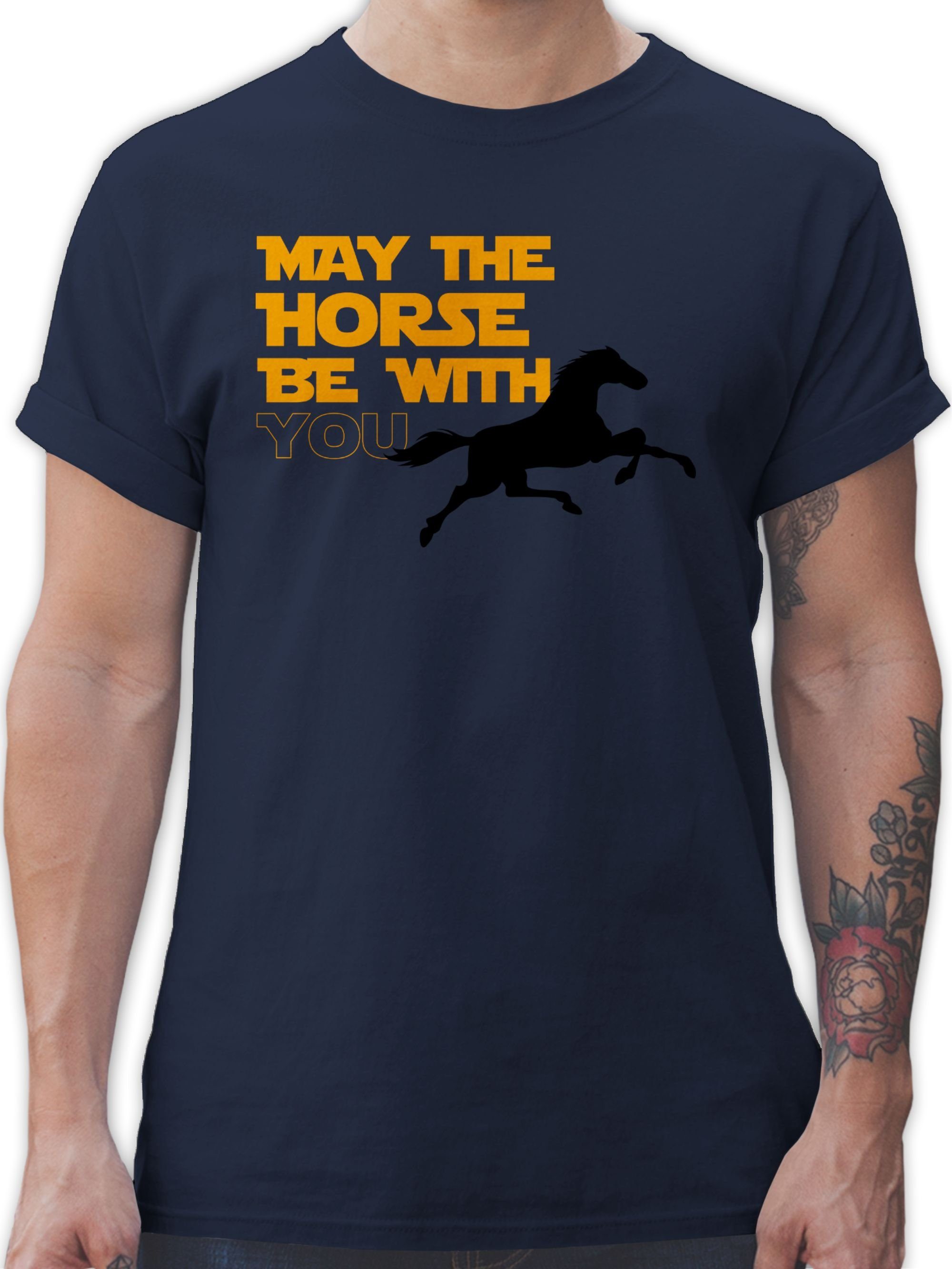 T-Shirt Blau Pferd you 3 Shirtracer be horse Navy with May the