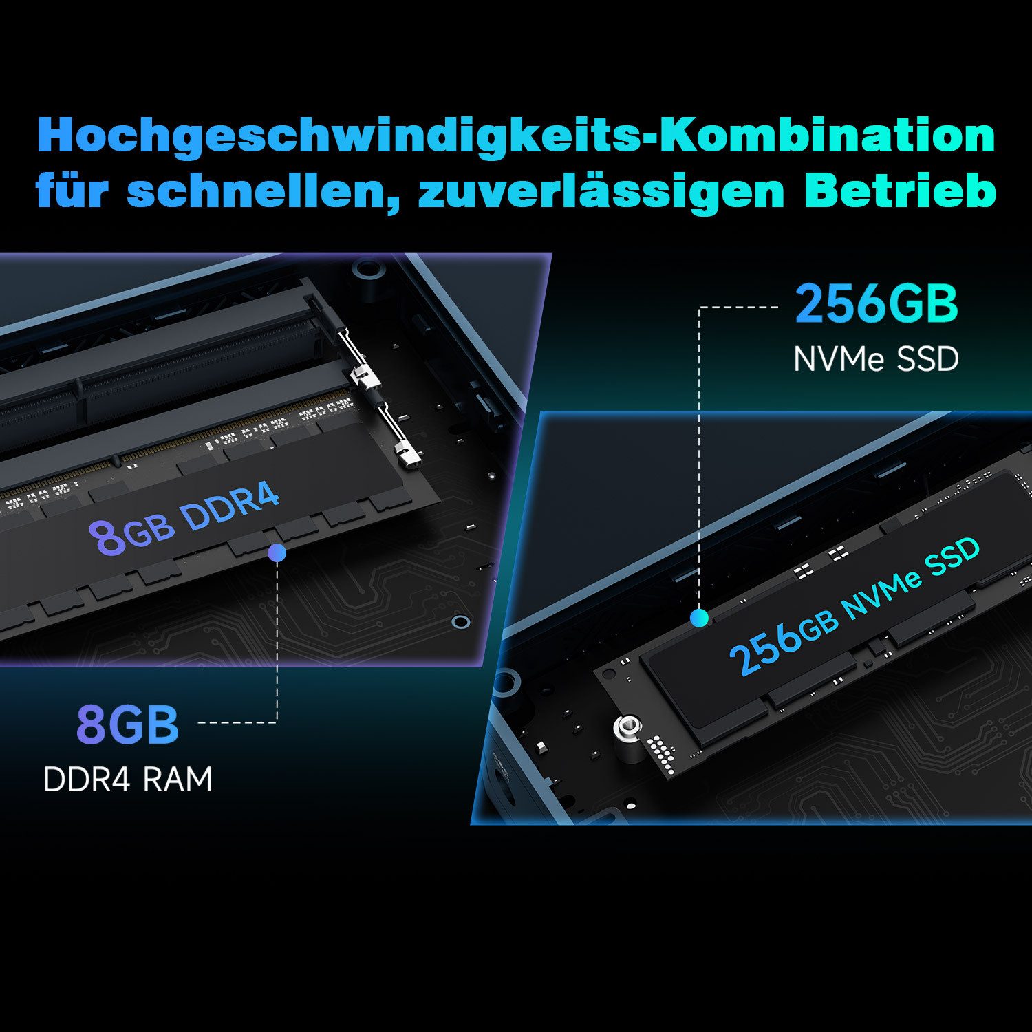 BMAX B2 Power mit Intel 5205U Prozessor, 8GB DDR4 RAM, 256GB NVMe SSD Mini-PC (Intel Intel 5205U, Intel® UHD Graphics, 8 GB RAM, 256 GB SSD, Win 11 Pro, 4K@60Hz, Dual-Band-WiFi)