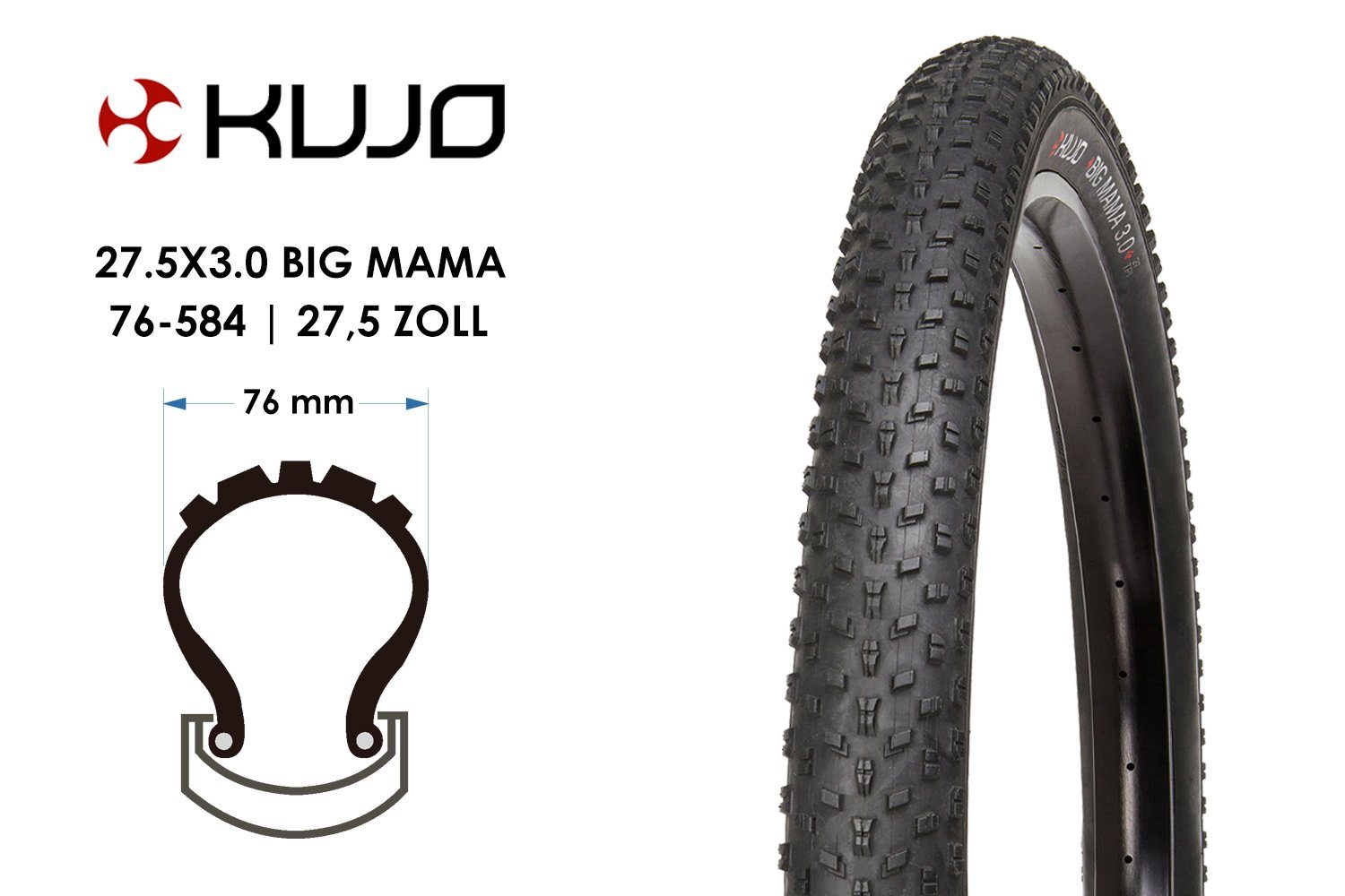 Fahrradreifen 27,5 Zoll Fahrrad Reifen Kujo BIG MAMA 27.5x3.0 Downhill MTB Freeride