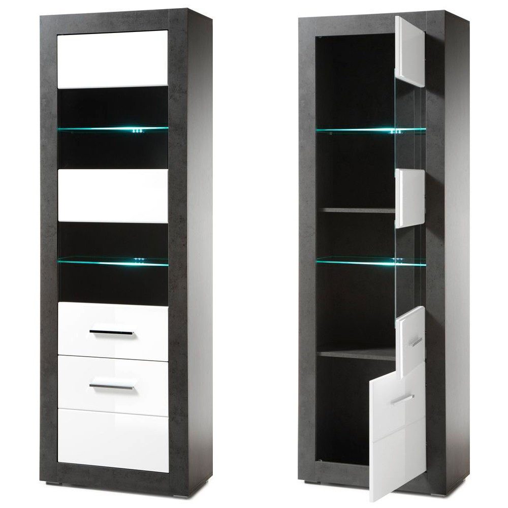 Lomadox Vitrine ETON-61 Standvitrine in Betonoptik günstig online kaufen
