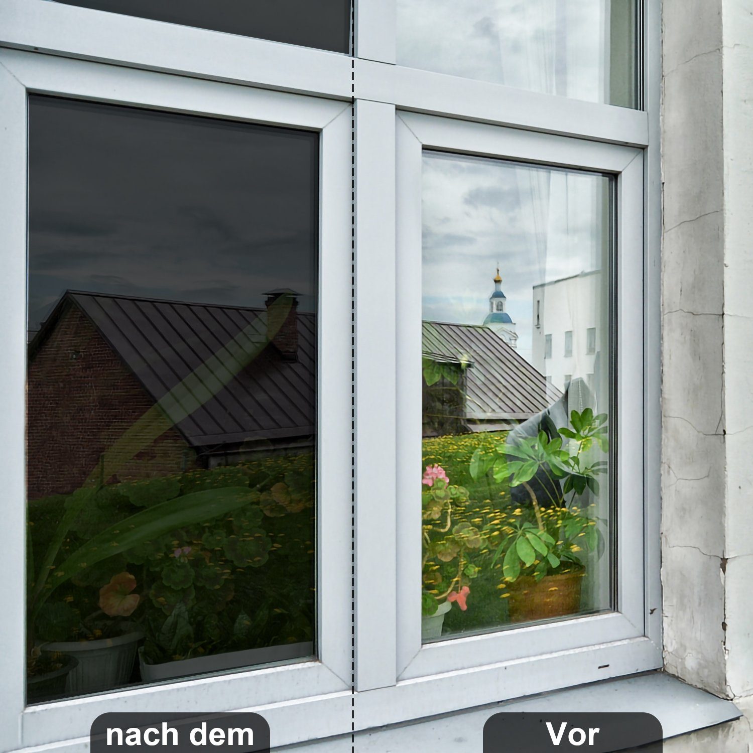 Tönungsfolie Statische, Fensterfolie Sichtschutzfolie 60*200CM - TolleTour Fensterfolie undurchsichtiges schwarz