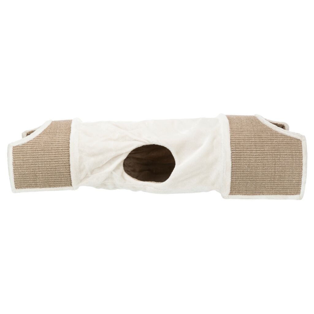 TRIXIE Tiertunnel Kratztunnel - lichtgrau/braun - 110 × 30 × 38 cm, Plüsch