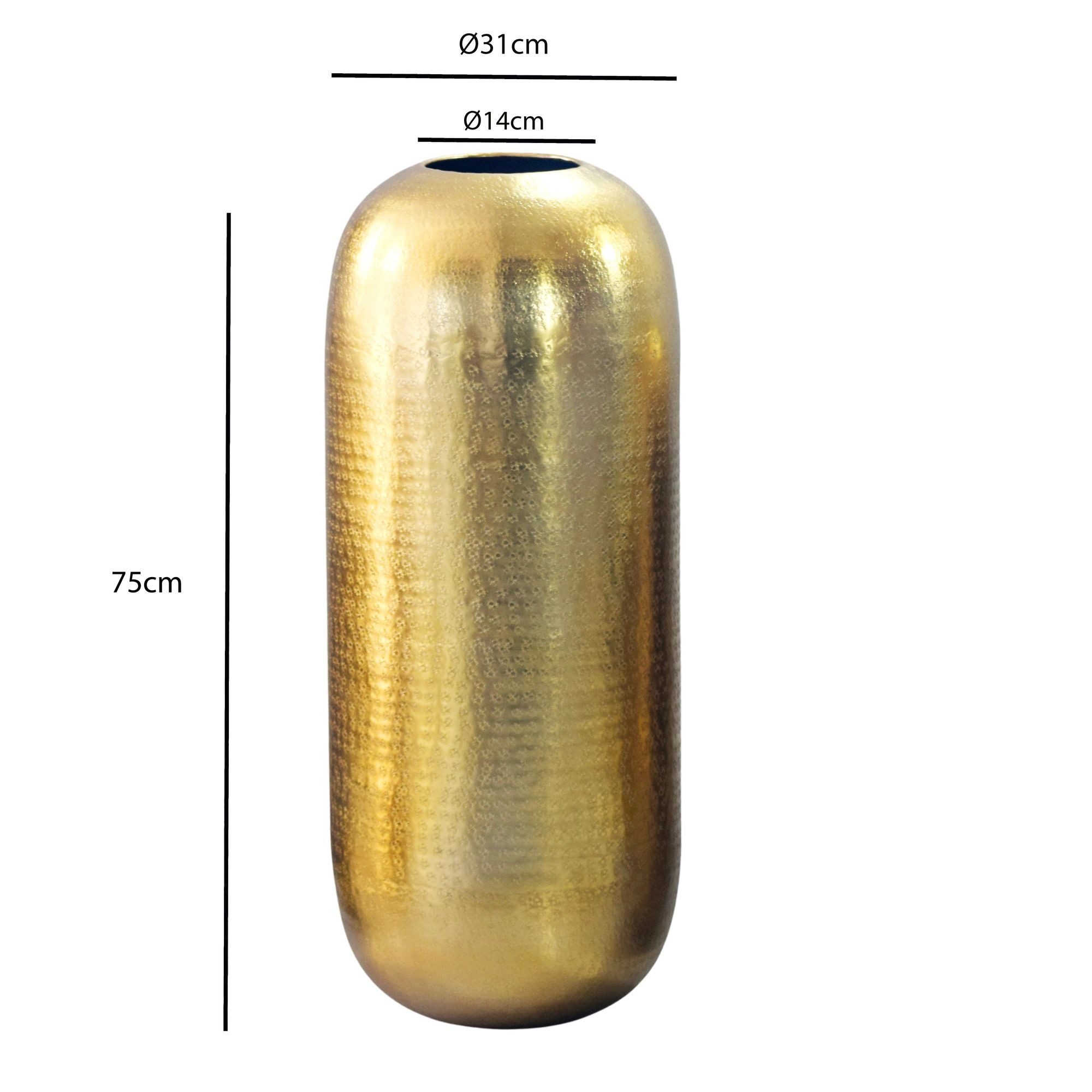 FINEBUY Bodenvase FB76402 Vase 75 cm Aluminium Gold Blumenvase XXL Wohndeko Groß (Elegantes Wohnaccessoire für stilvolle Räume), Große Vase mit moderner Ausstrahlung