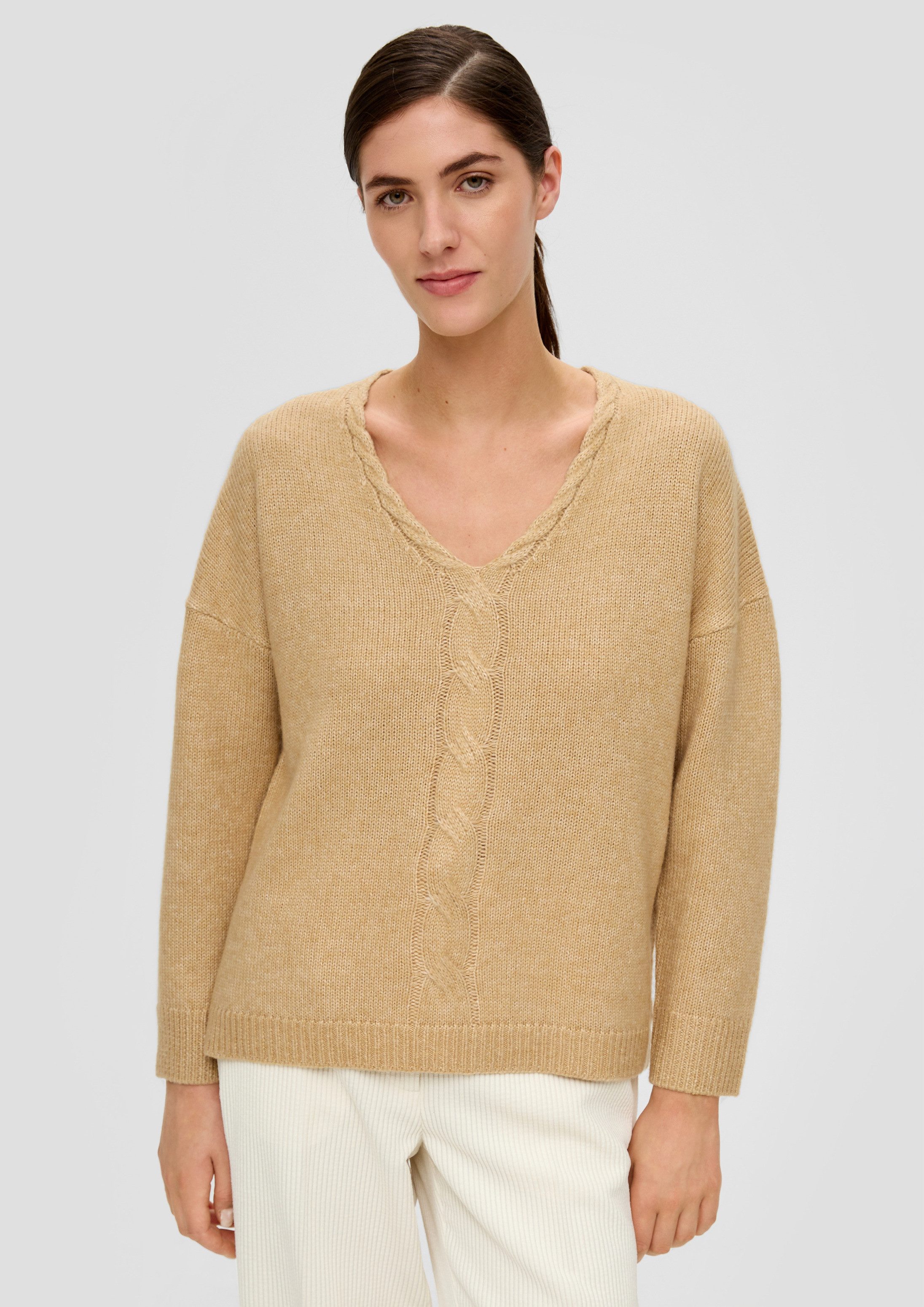 s.Oliver Longpullover Strickpullover Strickpullover mit V-Ausschnitt. Reduzierter Preis € 62,99. Unverbindliche Preisempfehlung € 89,99