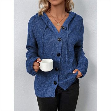 AFAZ New Trading UG 2-in-1-Strickjacke Pullover Damen Strick-Cardigan-Mantel mit Kapuze und Kordelzug