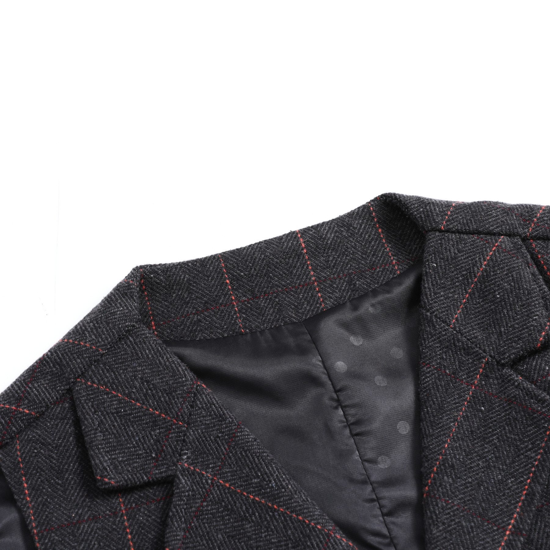 Allthemen Anzugweste mit Reverskragen Fischgrätmuster Herrenweste klassische Anzugweste