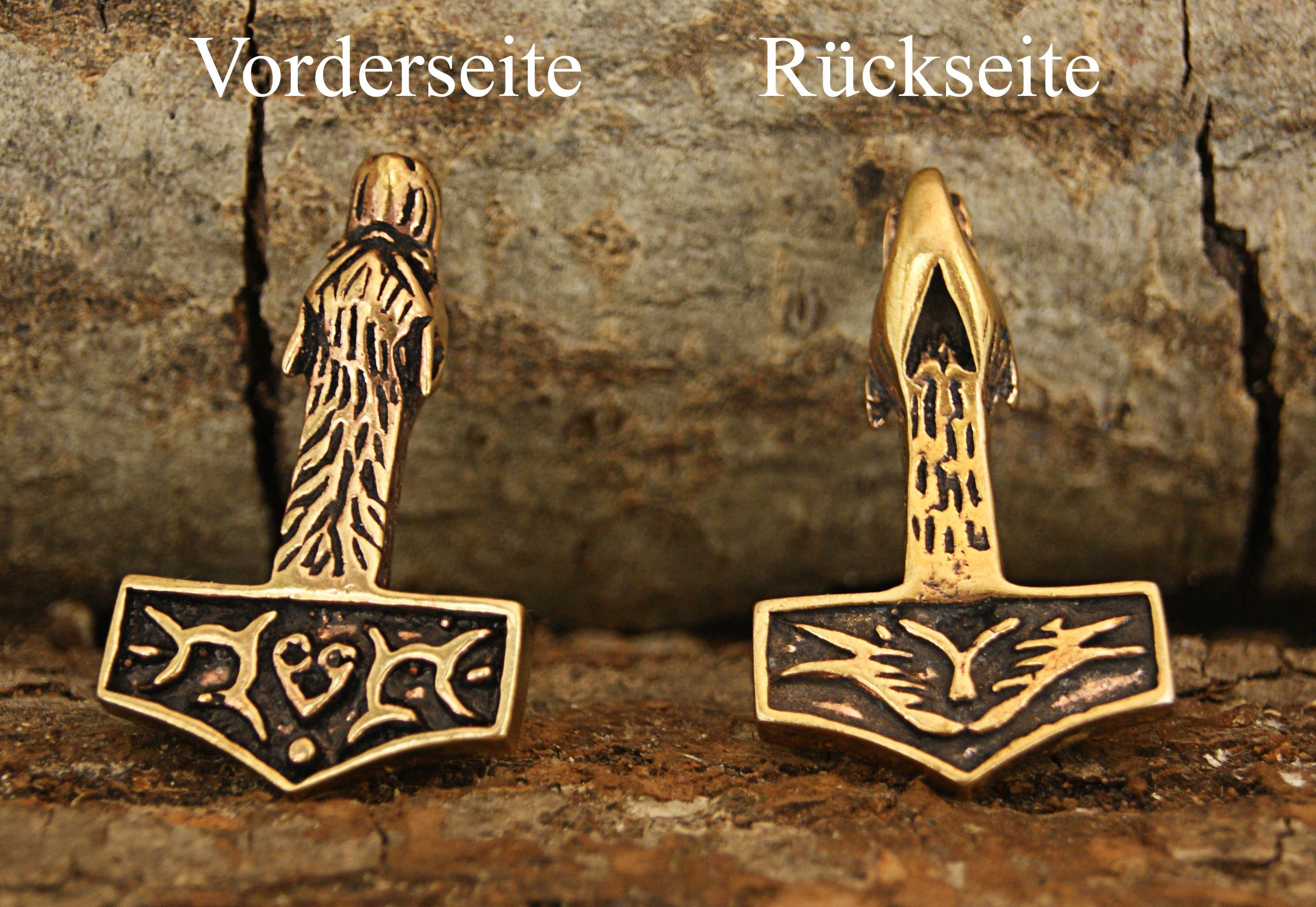 Wolfskopf Wolf Anhänger Thorshammer Nr. Thor of Leather Bronze 74 Kettenanhänger Kiss Mjölnir Thorhammer