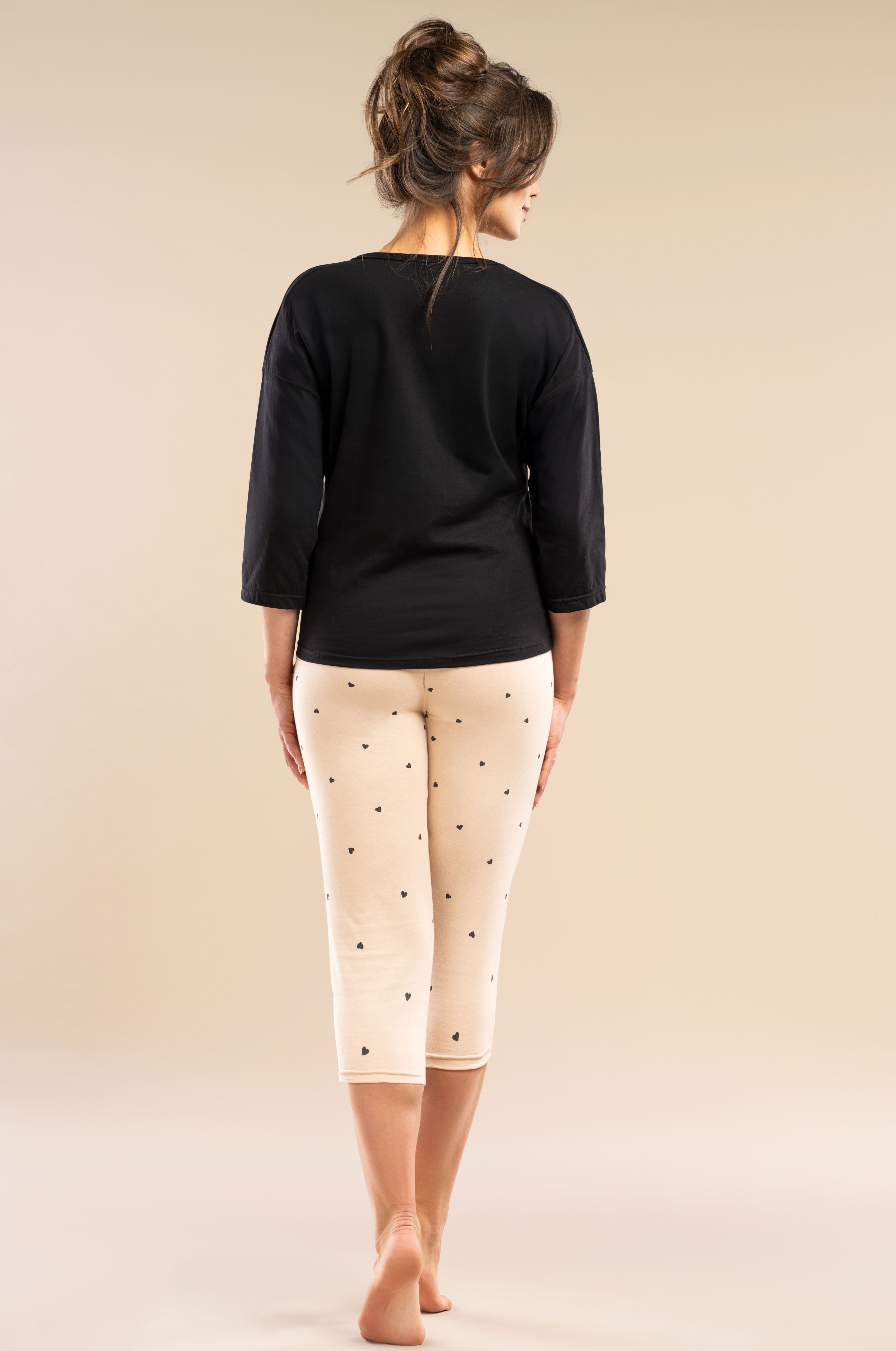 Mademoiselle Sommeil Capri-Pyjama Schlafanzug mit Herzchenprint, Set aus 3/ günstig online kaufen