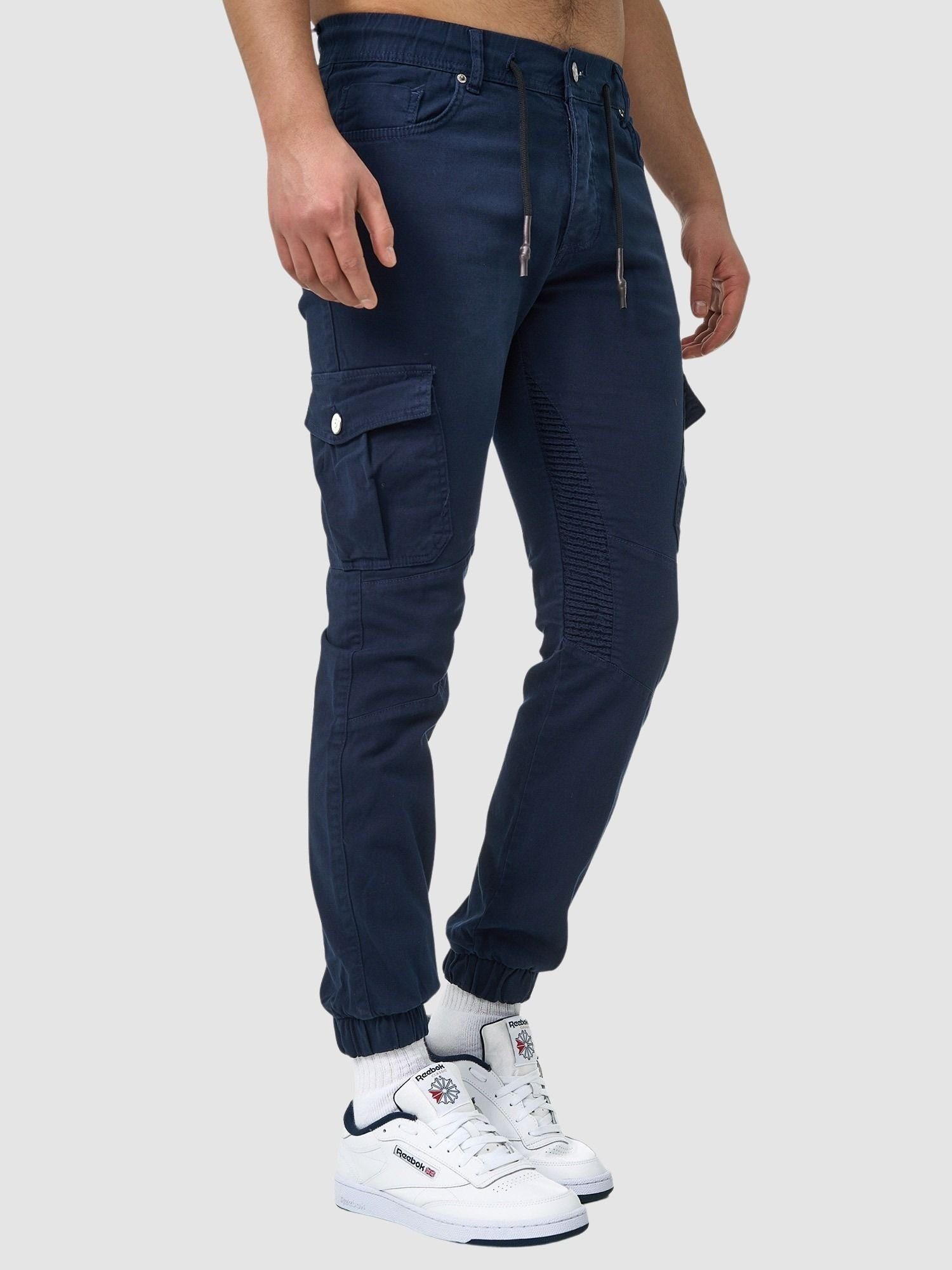 John Kayna Cargojeans Herren Cargo Hose Slim Fit Utility Jeans Männer Chino Herrenhose Stoff (Chino Cargohose Streetwear, 1-tlg) Freizeit Business Casual