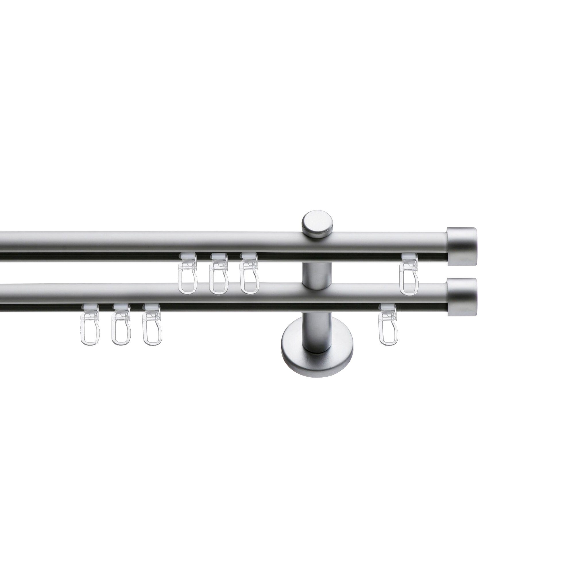 SN DECO GROUP Gardinenstange Innenlaufgarnitur Mailand, Ø 16 mm, 2-läufig, Fixmaß, Verschraubt, Aluminium, Komplettset