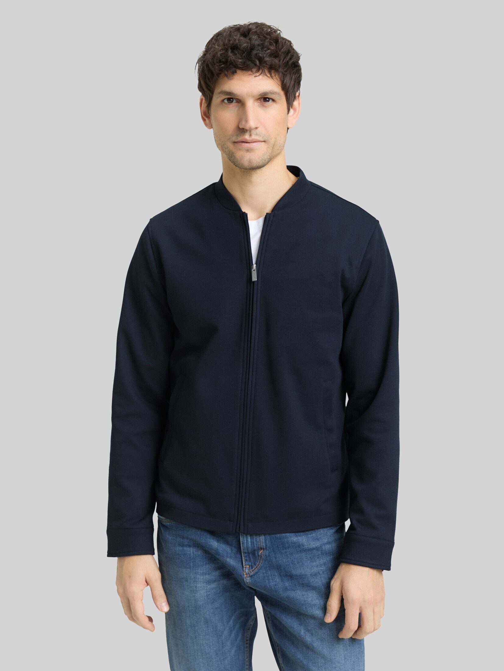TOM TAILOR Sakko Blazer Piqué Bomberjacke mit Eingriffstaschen
