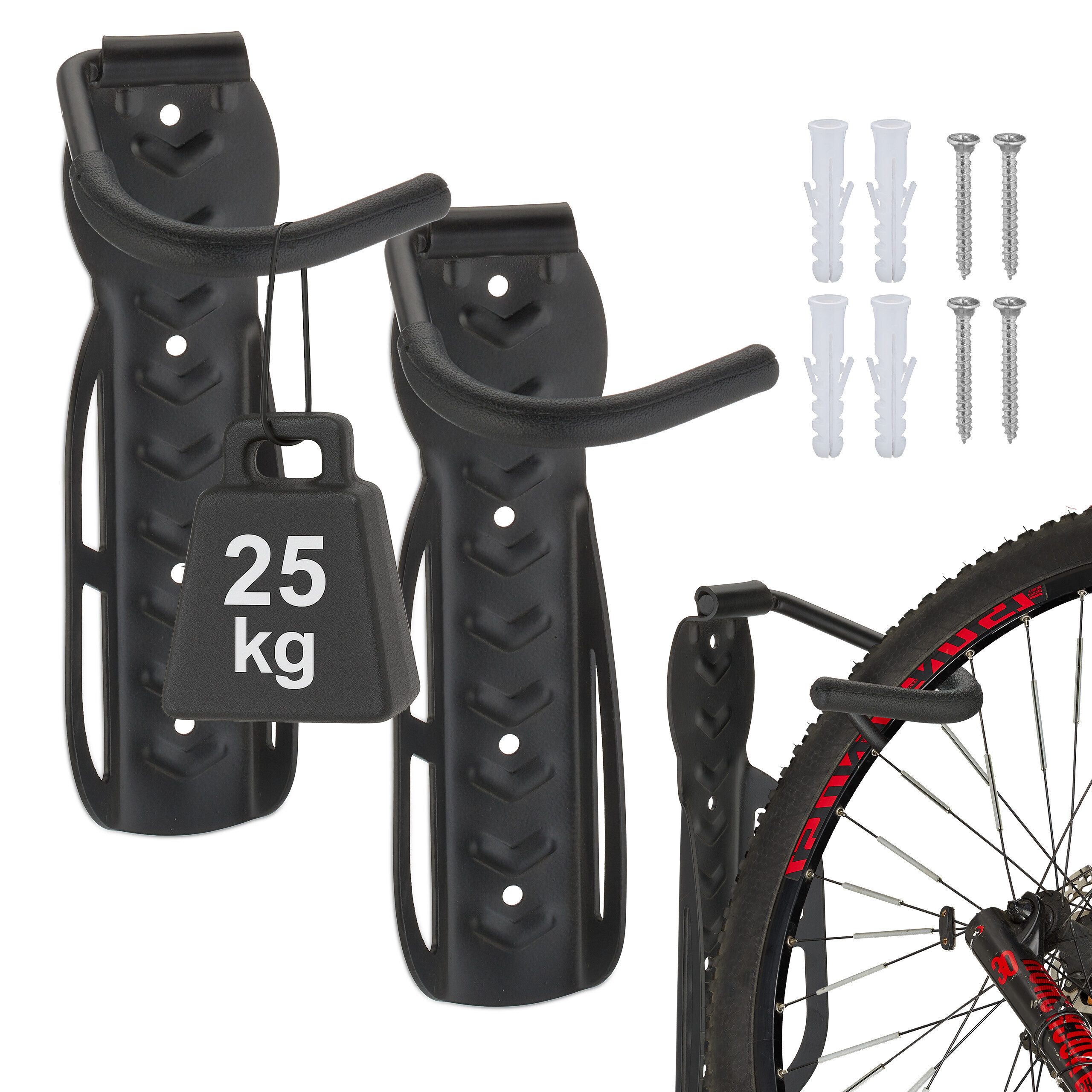 relaxdays Fahrradwandhalterung Fahrrad Wandhalter 2er Set (2-tlg)