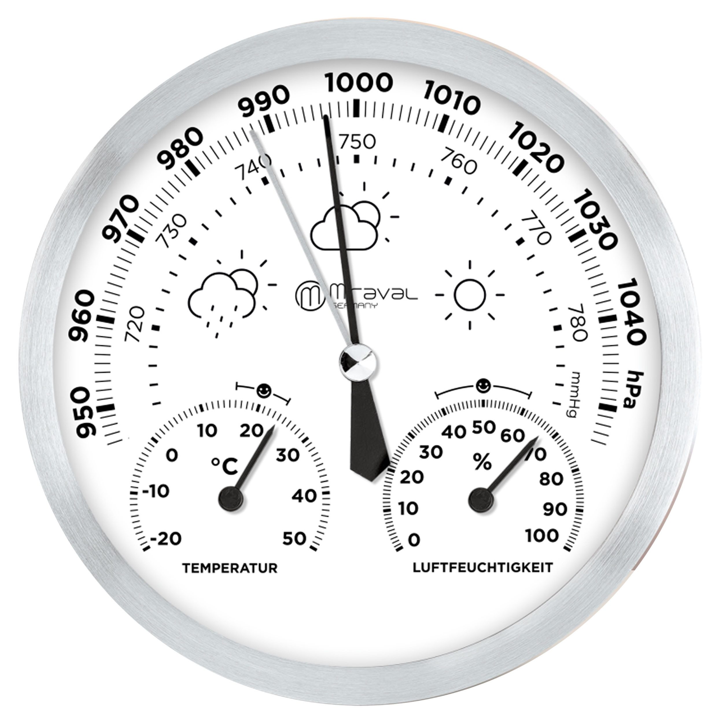 Miraval Klimamesser Design Analoge Wetterstation 130 mm, Hygrometer, Barome günstig online kaufen