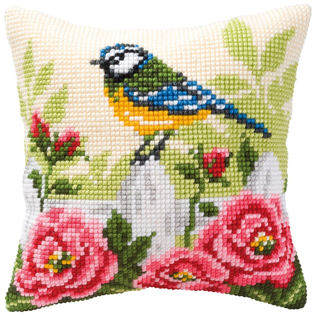 Vervaco Kreativset Vervaco PN-0008481 Kreuzstichkissen Vogel Meise, (Set, embroidery Kit), Made in Europe