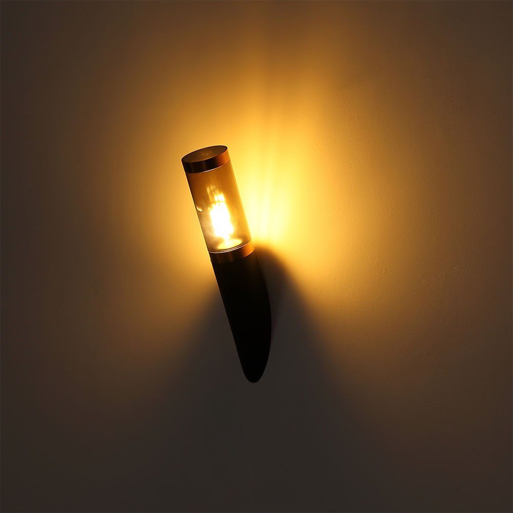 LED mit Wandleuchte Bewegungsmelder Außen-Wandleuchte, inklusive, Außenwandlampe RGB Warmweiß, etc-shop Edelstahl Leuchtmittel