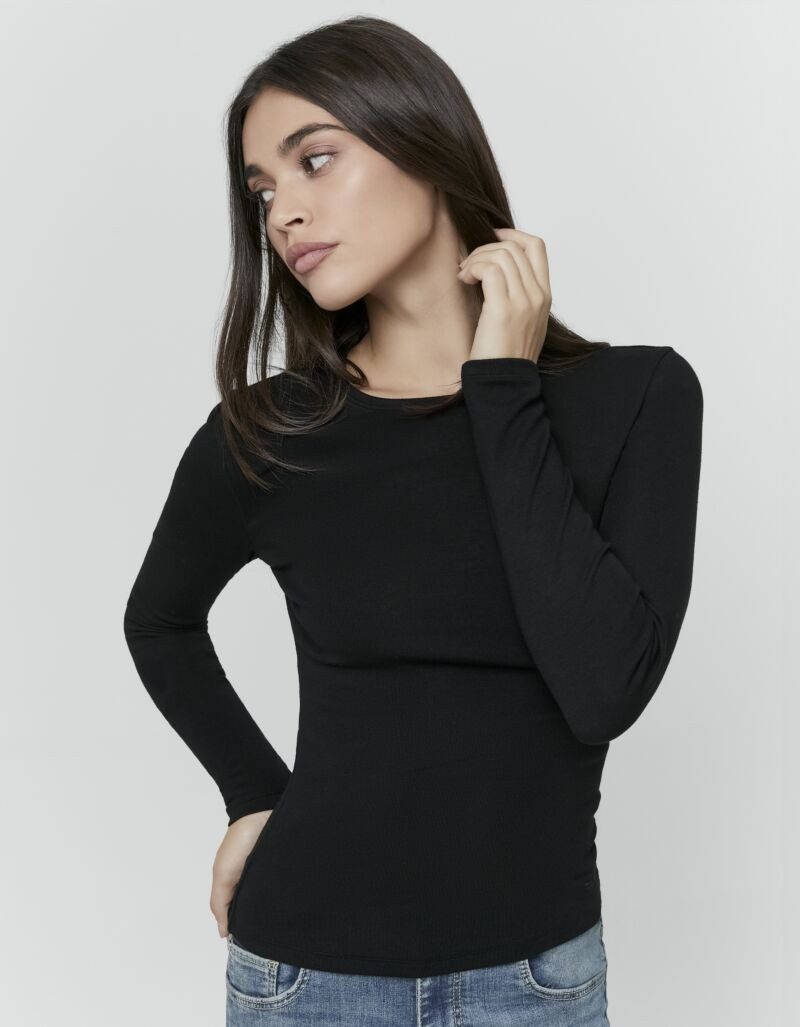 Tally Weijl Langarmshirt STSCOBELGI Baumwollmischung, Basic Longsleeve mit Rundhals-Ausschnitt
