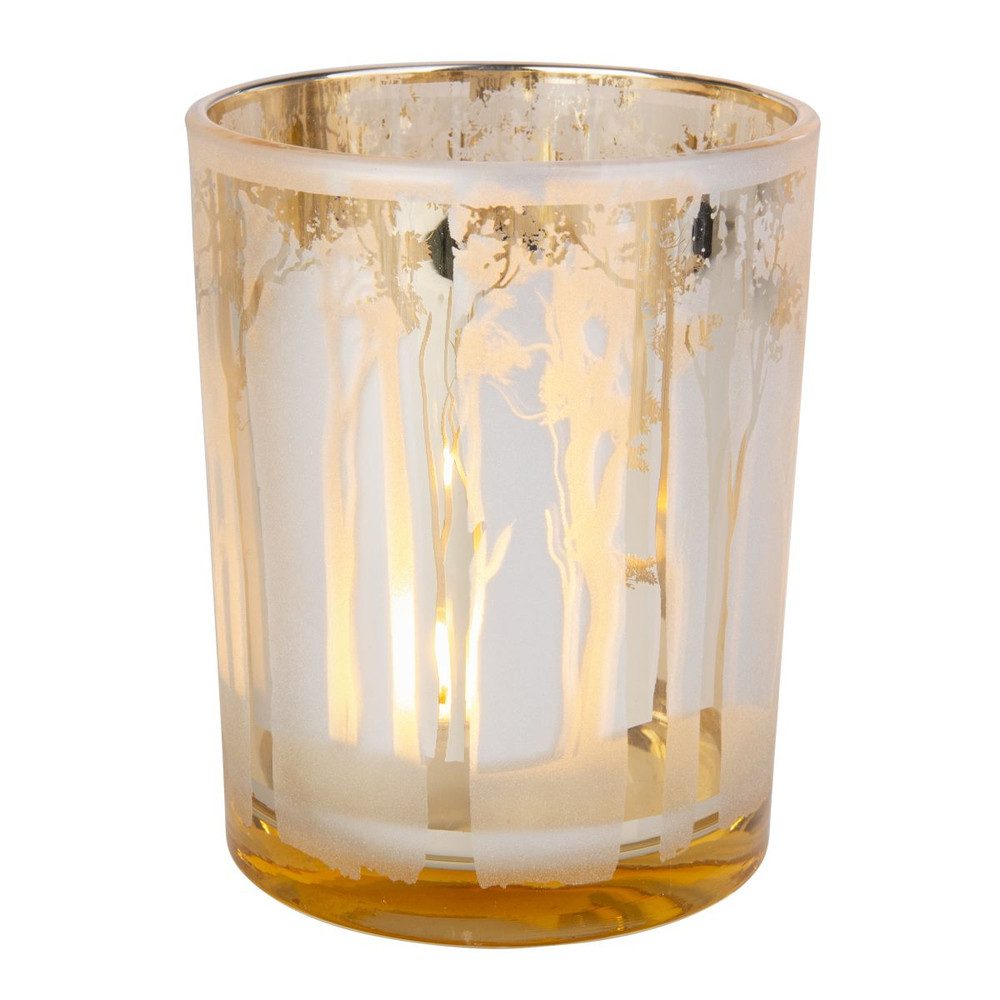 MICA Windlicht Windlicht - Wald - gold - ca. 10 x 12,5 cm
