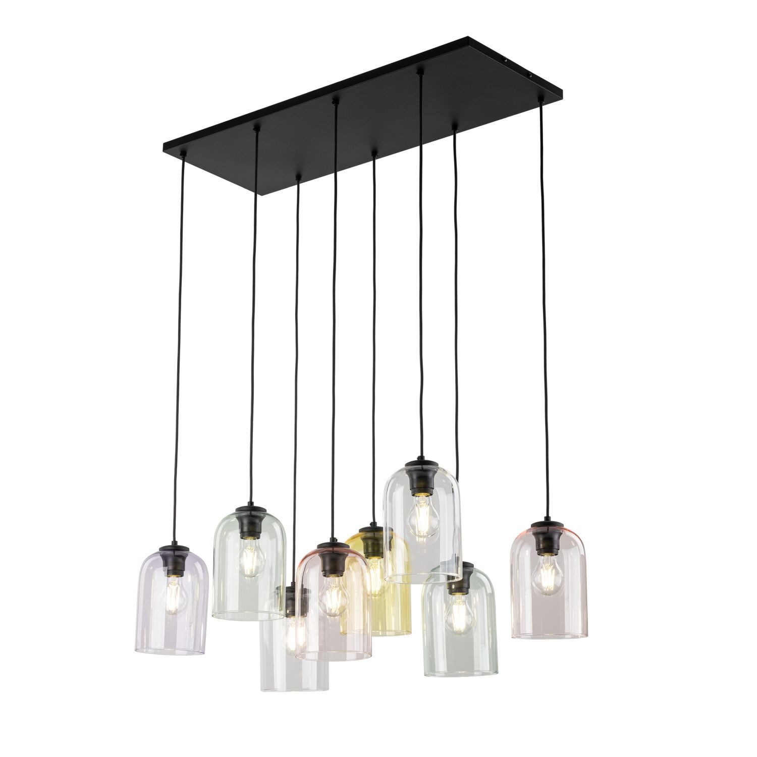Licht-Erlebnisse Pendelleuchte LUNEX, ohne Leuchtmittel, Metall Glas E27 H: max. 150 cm Schwarz Mehrfarbig Modern