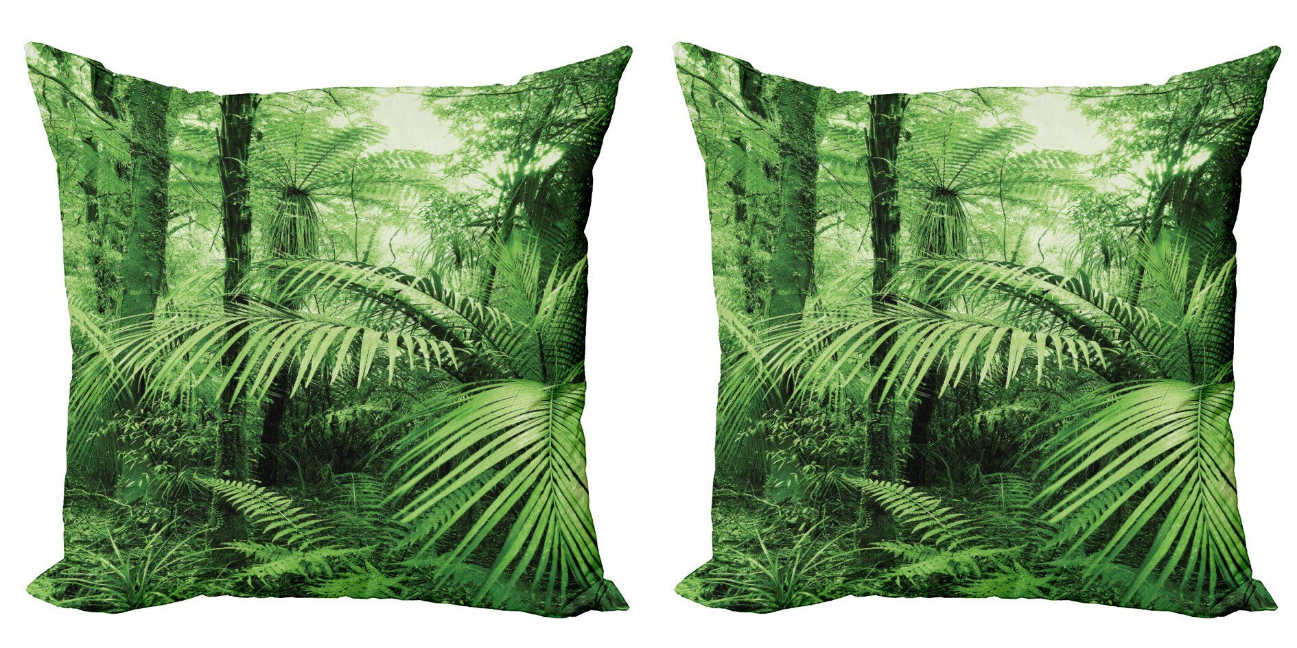 Kissenbezüge Modern Accent Doppelseitiger Digitaldruck, Abakuhaus (2 Stück), Regenwald Palmen exotische Pflanzen