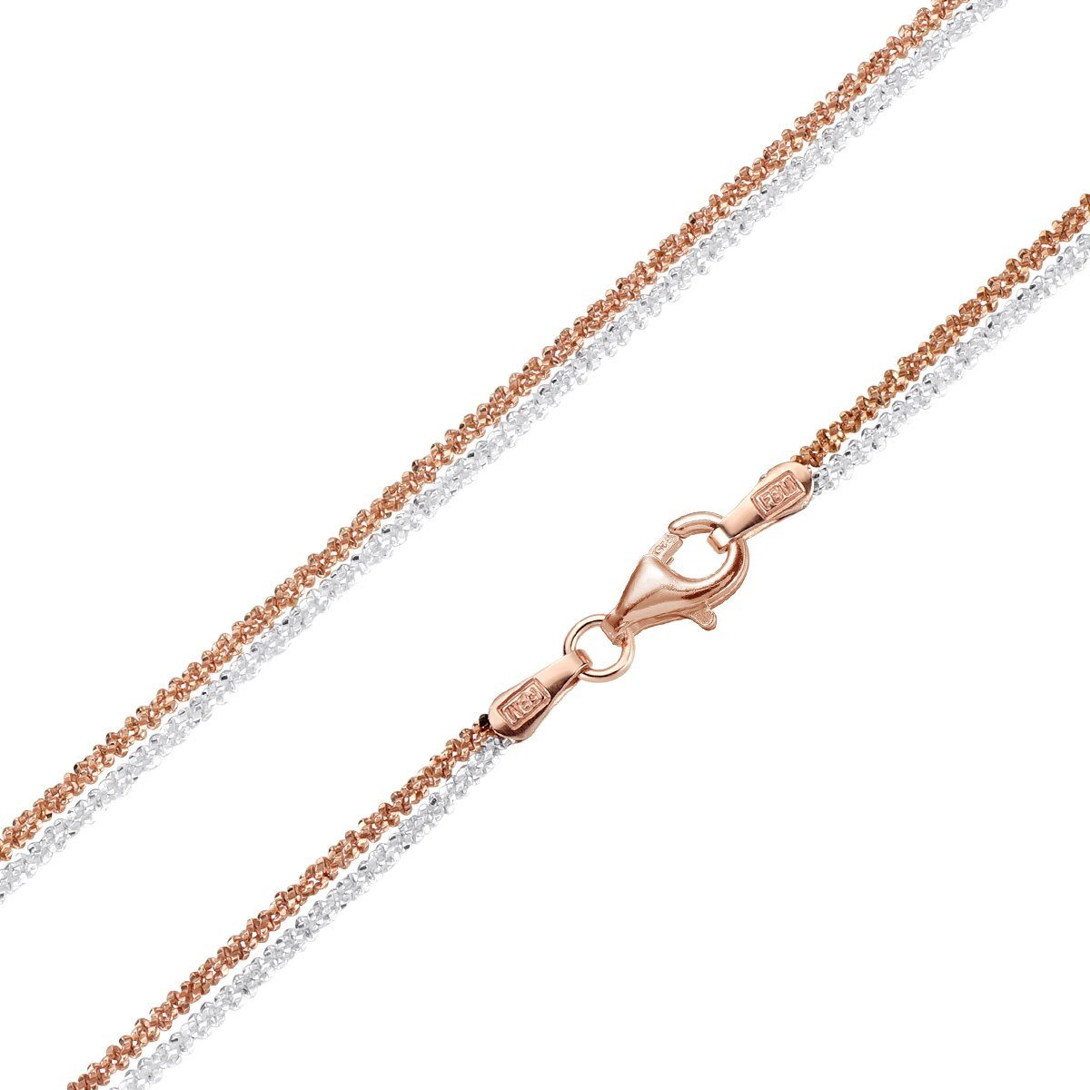 Materia Collier Damen Bicolor Criss-Cross Kette Rosegold Silber CO-34, Sterlingsilber, vergoldet