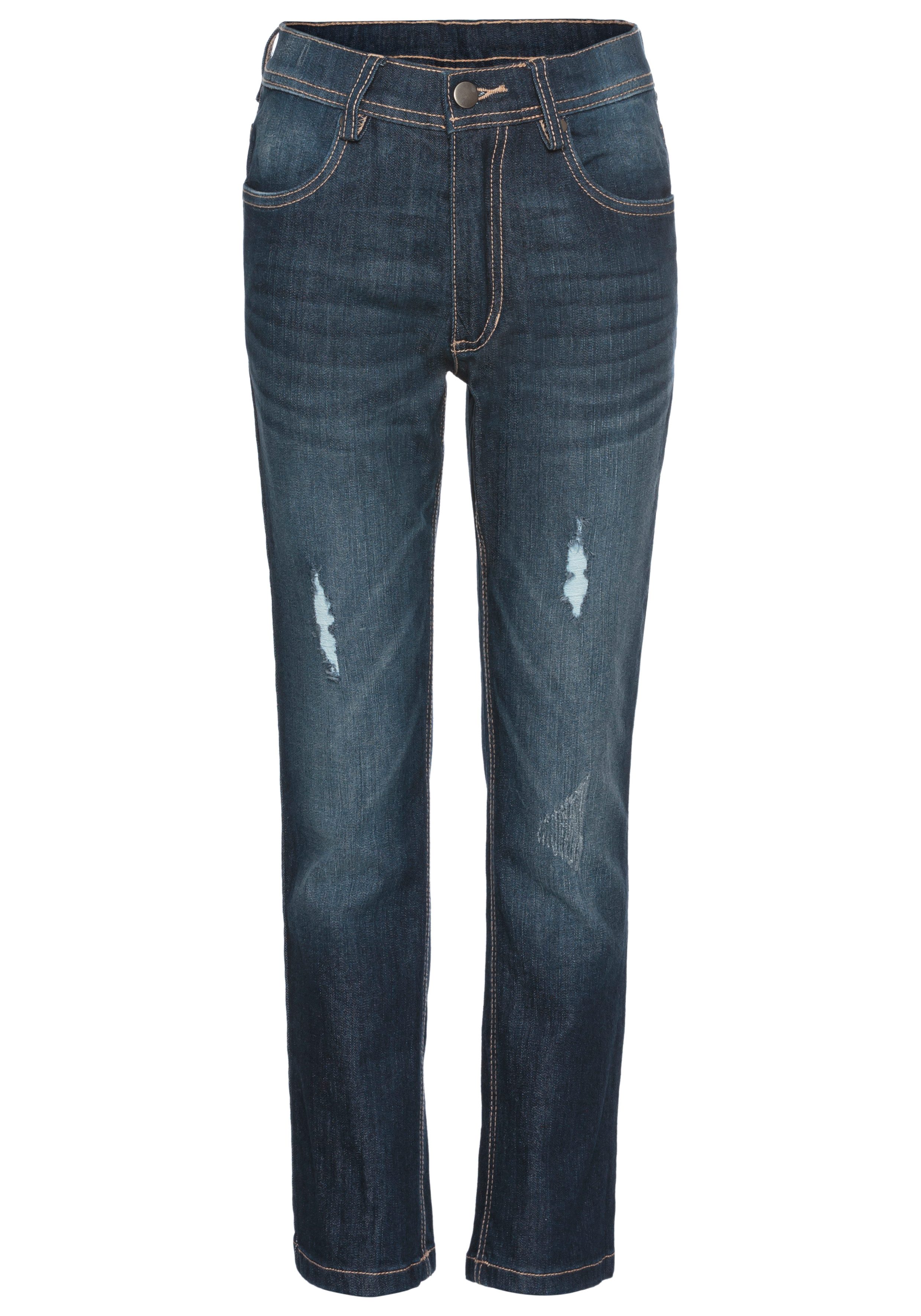 Stretch-Jeans, Straight-fit Jeans mit Distroy-Effekten
