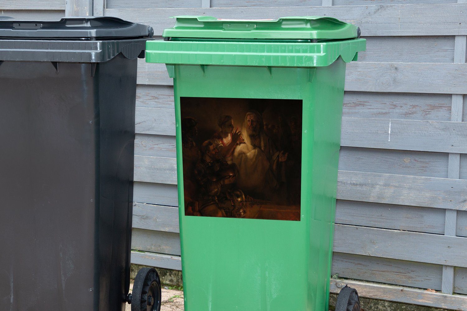 Container, Rijn Abfalbehälter des van Verleugnung (1 Die Petrus Sticker, Mülltonne, MuchoWow Mülleimer-aufkleber, Wandsticker - St), Rembrandt