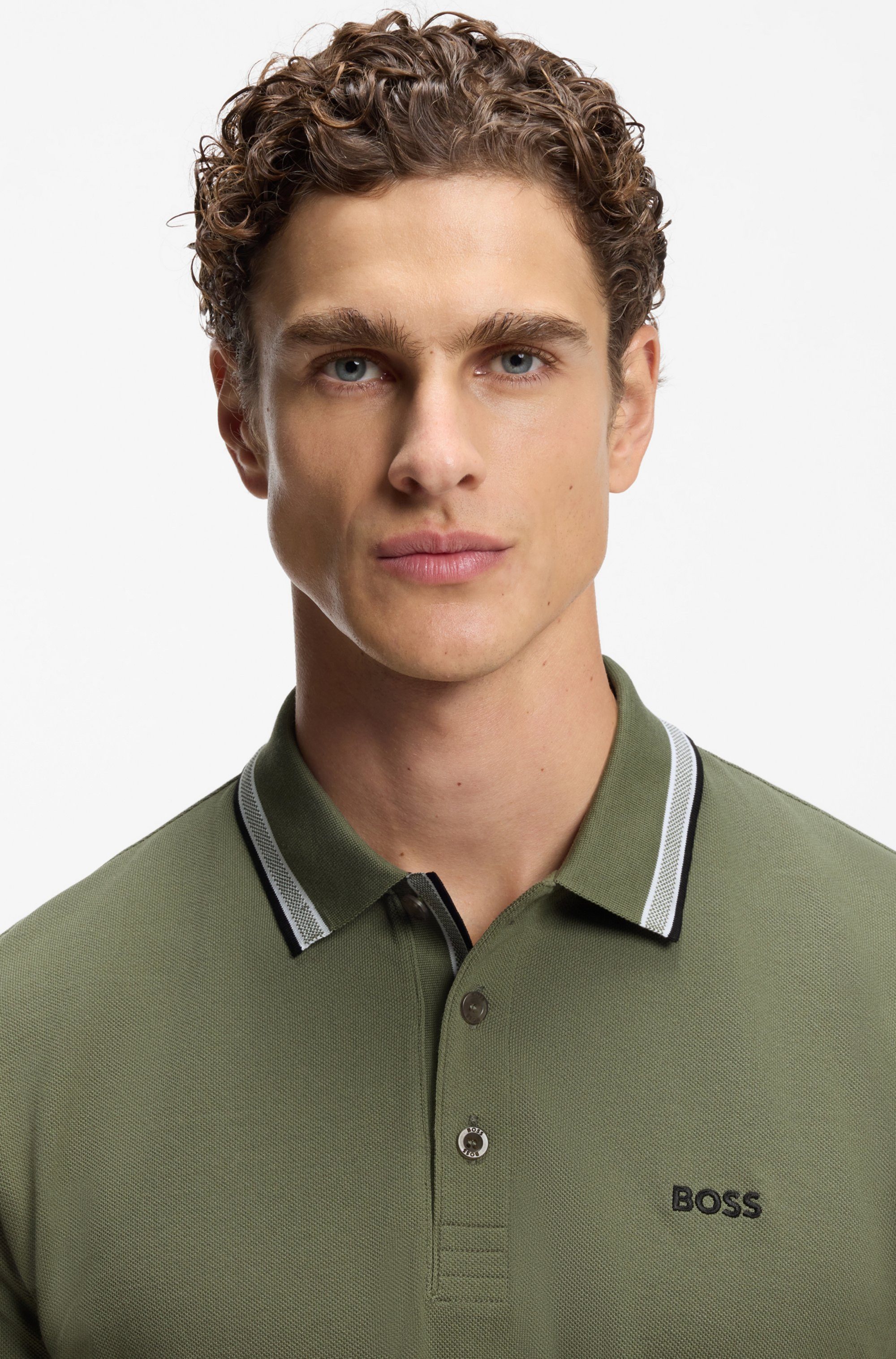 BOSS GREEN Poloshirt Paddy atmungsaktive Piqué-Webstruktur, Flachstrickkragen, gerader Schnitt