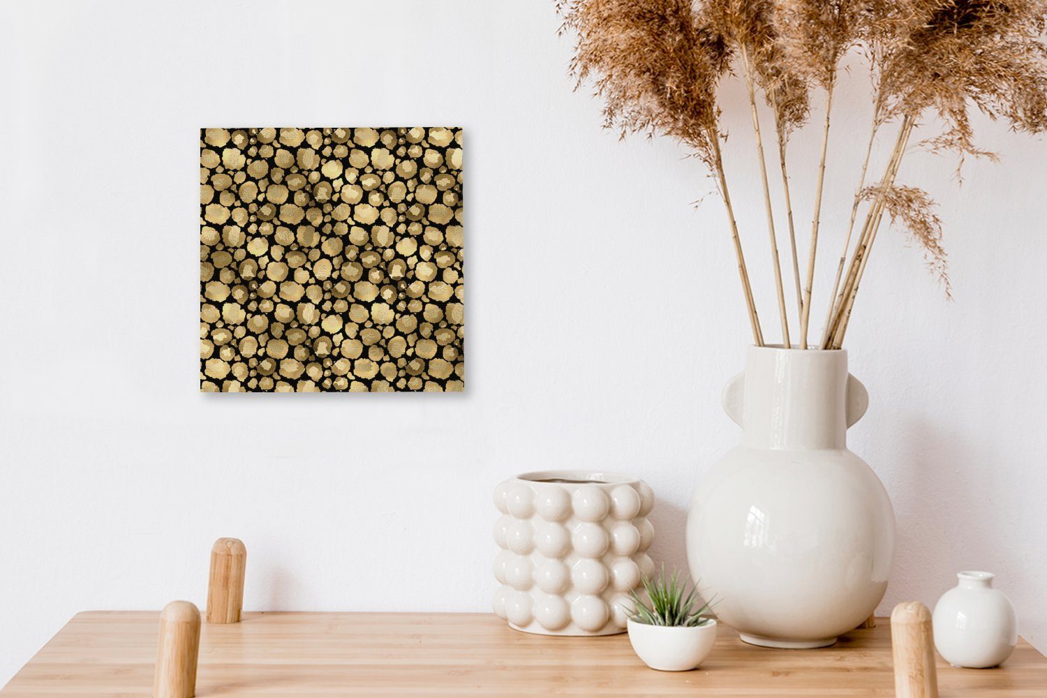 OneMillionCanvasses® Leinwandbild Muster Leinwand St), - (1 - Gold, Wohnzimmer für Bilder Schlafzimmer Pantherdruck
