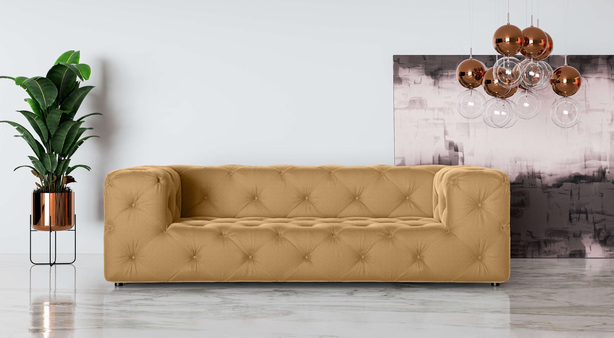 Home affaire 3-Sitzer FOLLINA, 3-Sitzer Sofa mit klassischer Chesterfield-Knopfheftung