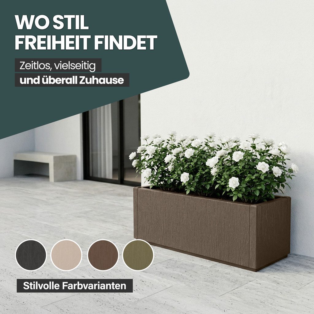 Kreher Blumenkasten XL Pflanzkasten in strukturierter Optik in verschiedenen Farben