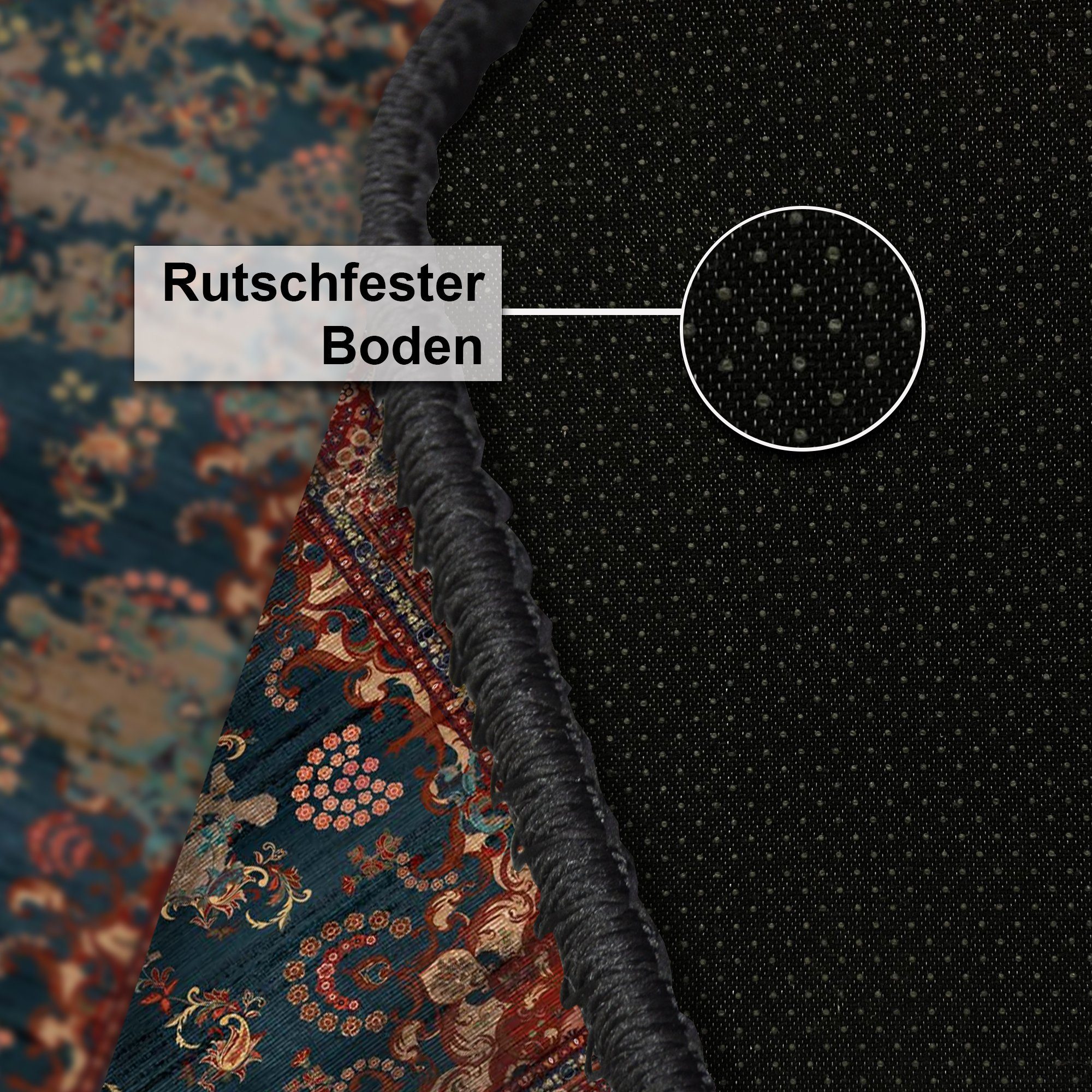 Bamyum Teppich Kinvevart Teppich mit ChenilleDruck, Waschbarer Antibakteriell Teppich, Einzelstück – Bild 4 von 5