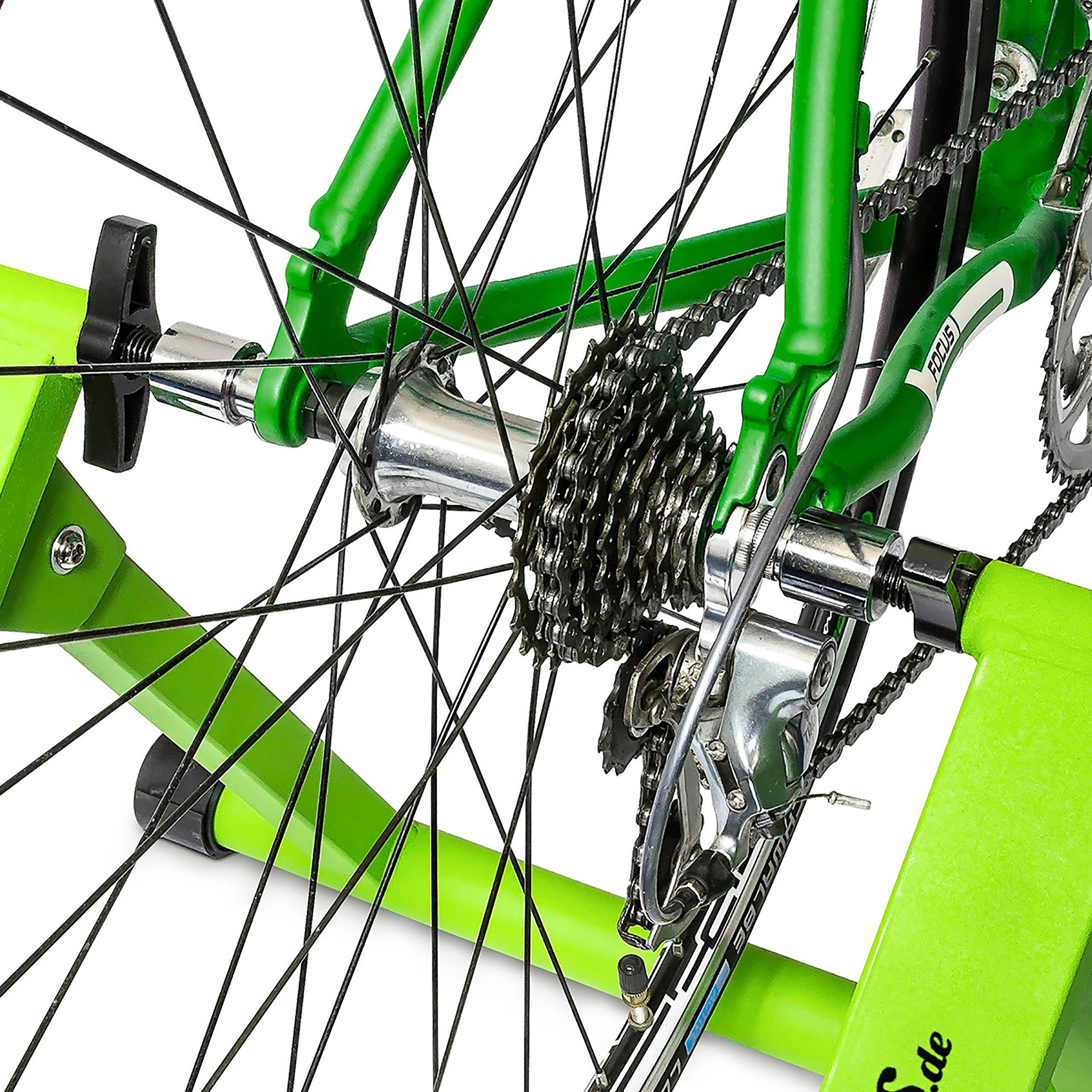 relaxdays Rollentrainer Fahrrad Rollentrainer mit 6 Gängen (1-tlg), grün – Bild 5 von 5